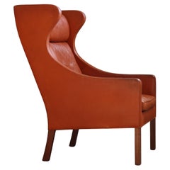 Retro Børge Mogensen Lounge Chair for Fredericia, Leather, 1960s 