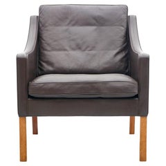 Danish Leather Lounge Chair by Børge Mogensen 2207