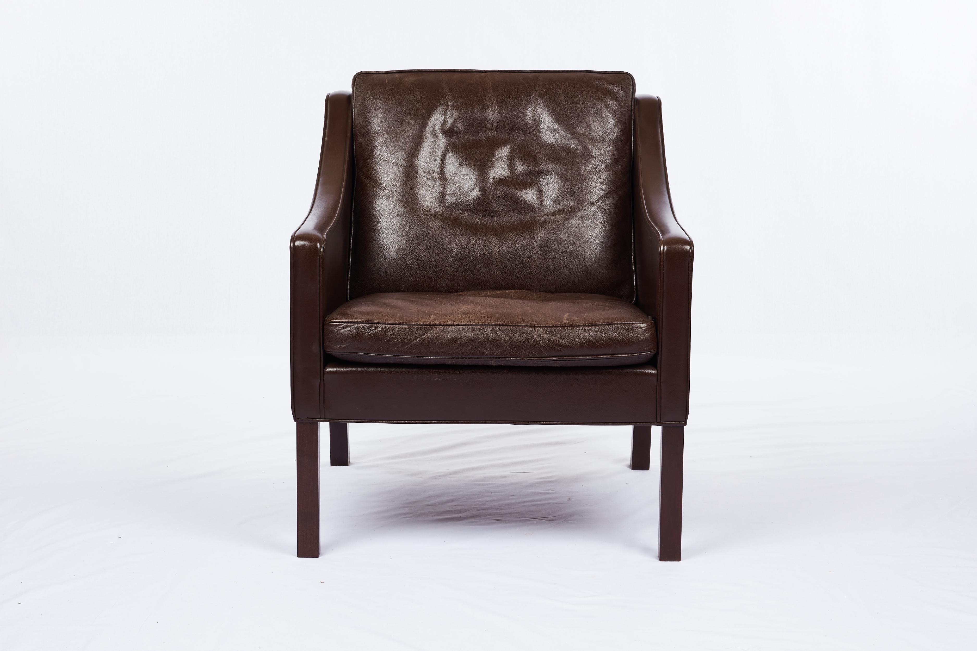 Borge Mogensen Model #2207 Leather lounge chair Produced by Fredericia Mobelfabrik.