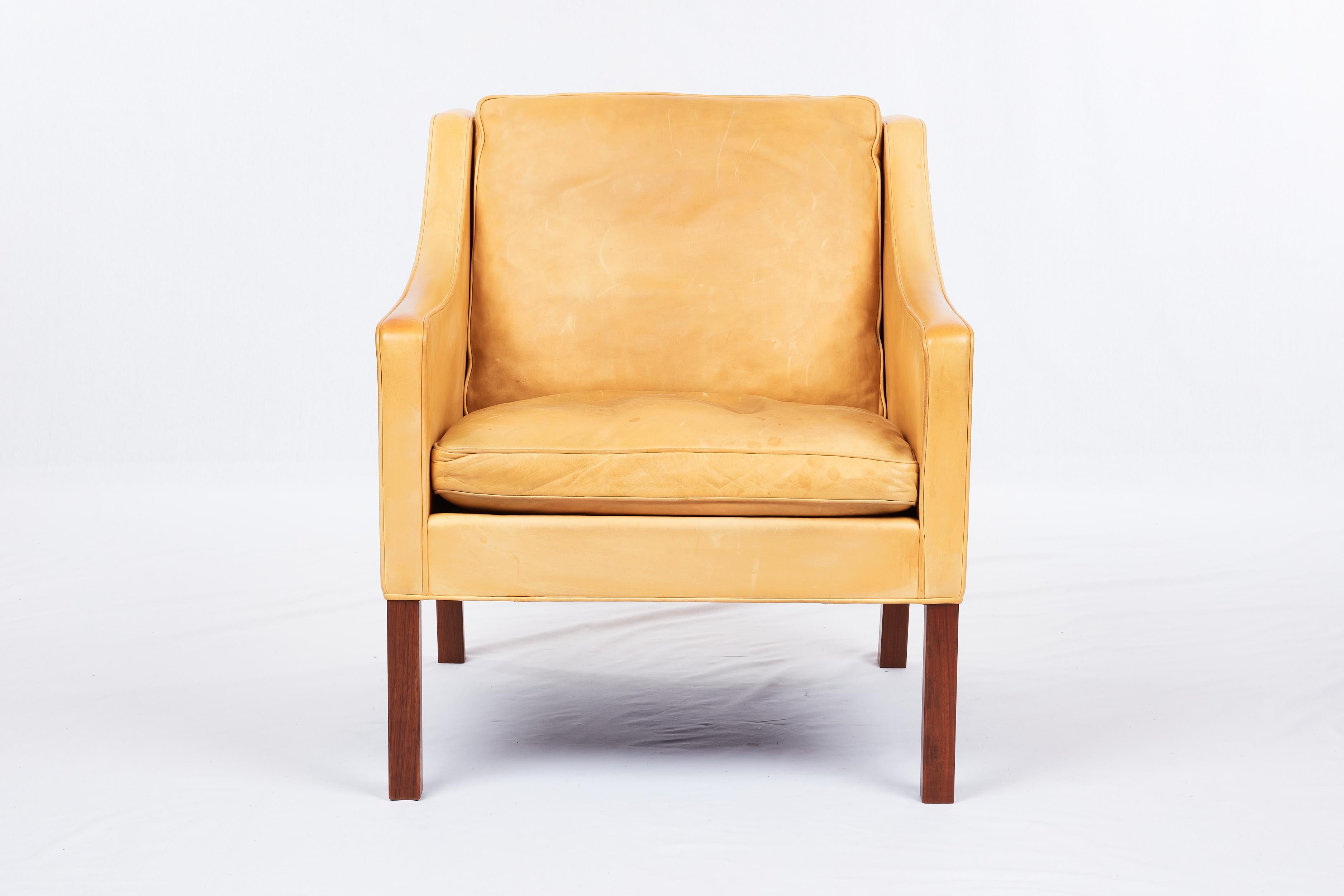 Danish Borge Mogensen Model #2207 Leather Lounge Chair