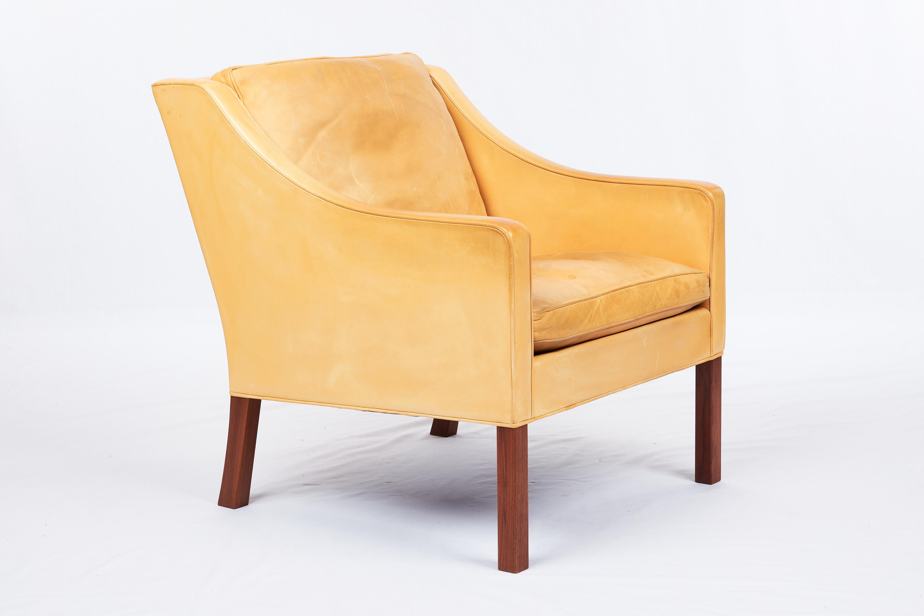 Borge Mogensen Model #2207 Leather Lounge Chair In Good Condition In Los Angeles, CA