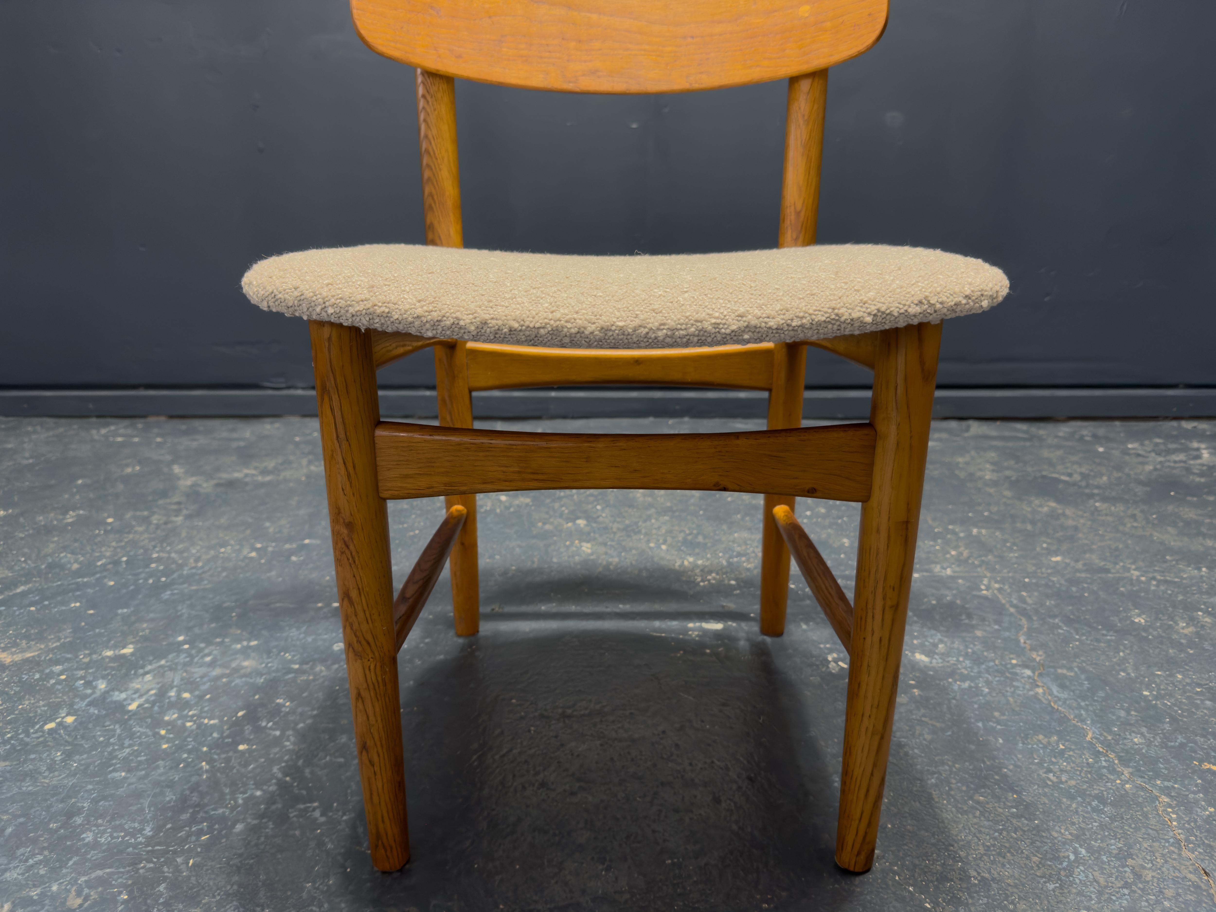 Danish Borge Mogensen Oak and Boucle Model 122 Chair