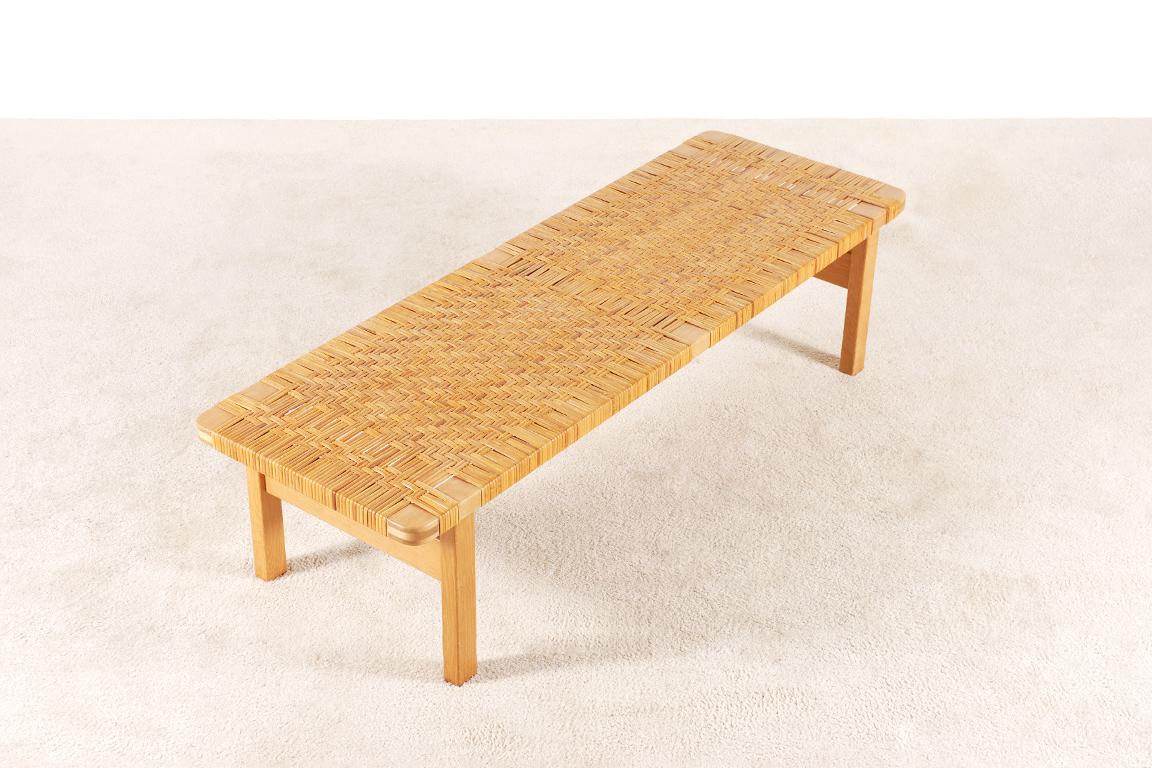 Very nice oak and cane bench 