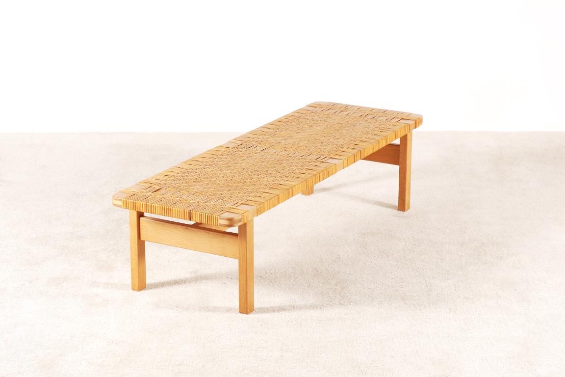 Mid-20th Century Borge Mogensen, Oak and Cane Bench for Fredericia Stolefabrik, 1950s