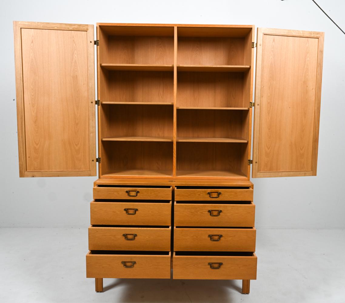 20th Century Borge Mogensen Oak bookcase with Cabinet Doors and 8 Drawers For Sale