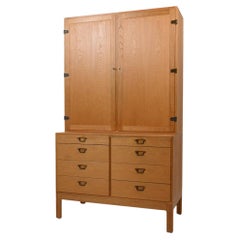Retro Borge Mogensen Oak bookcase with Cabinet Doors and 8 Drawers