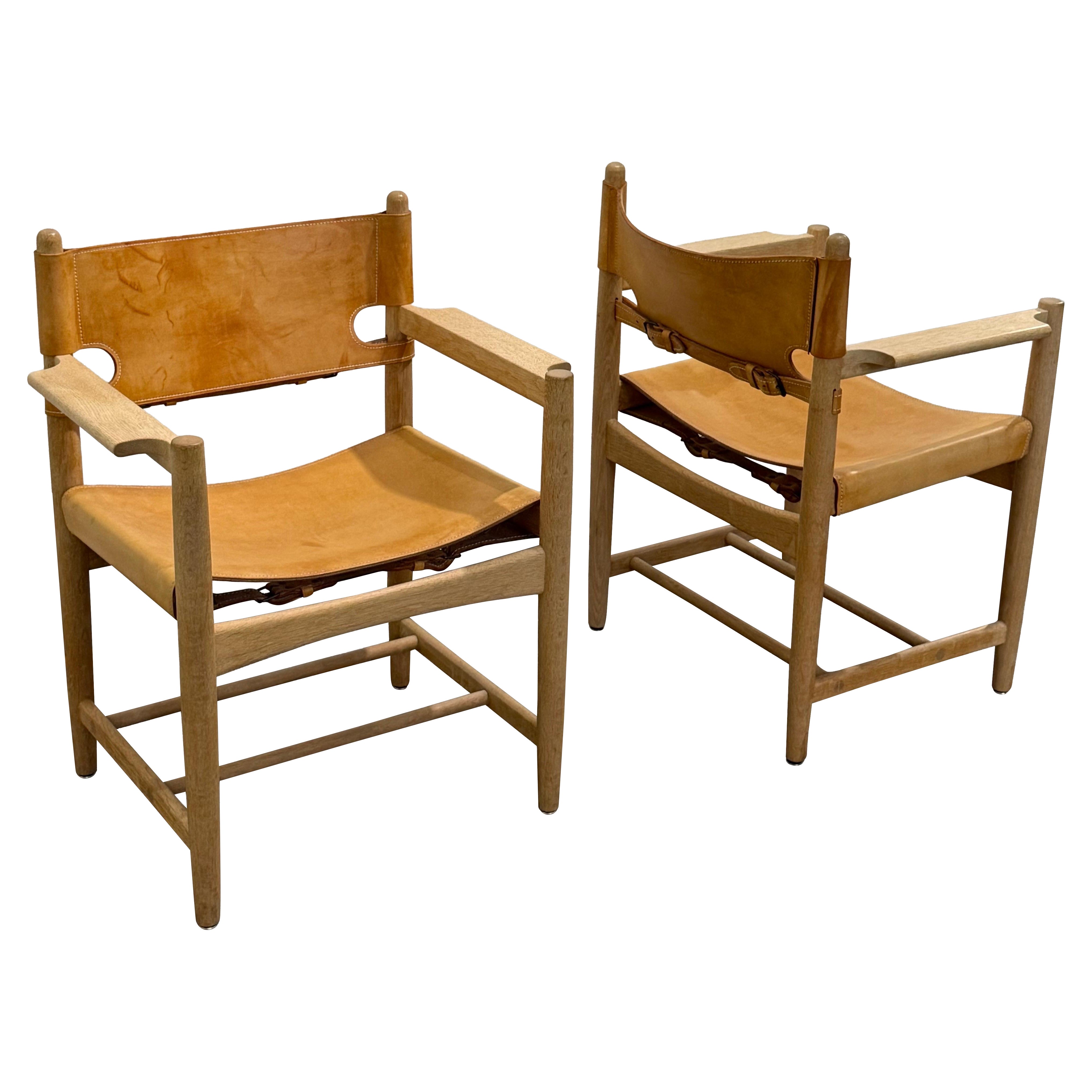 BÖRGE MOGENSEN, pair of Spanish armchair, model 3238 for Federicia stolefabric