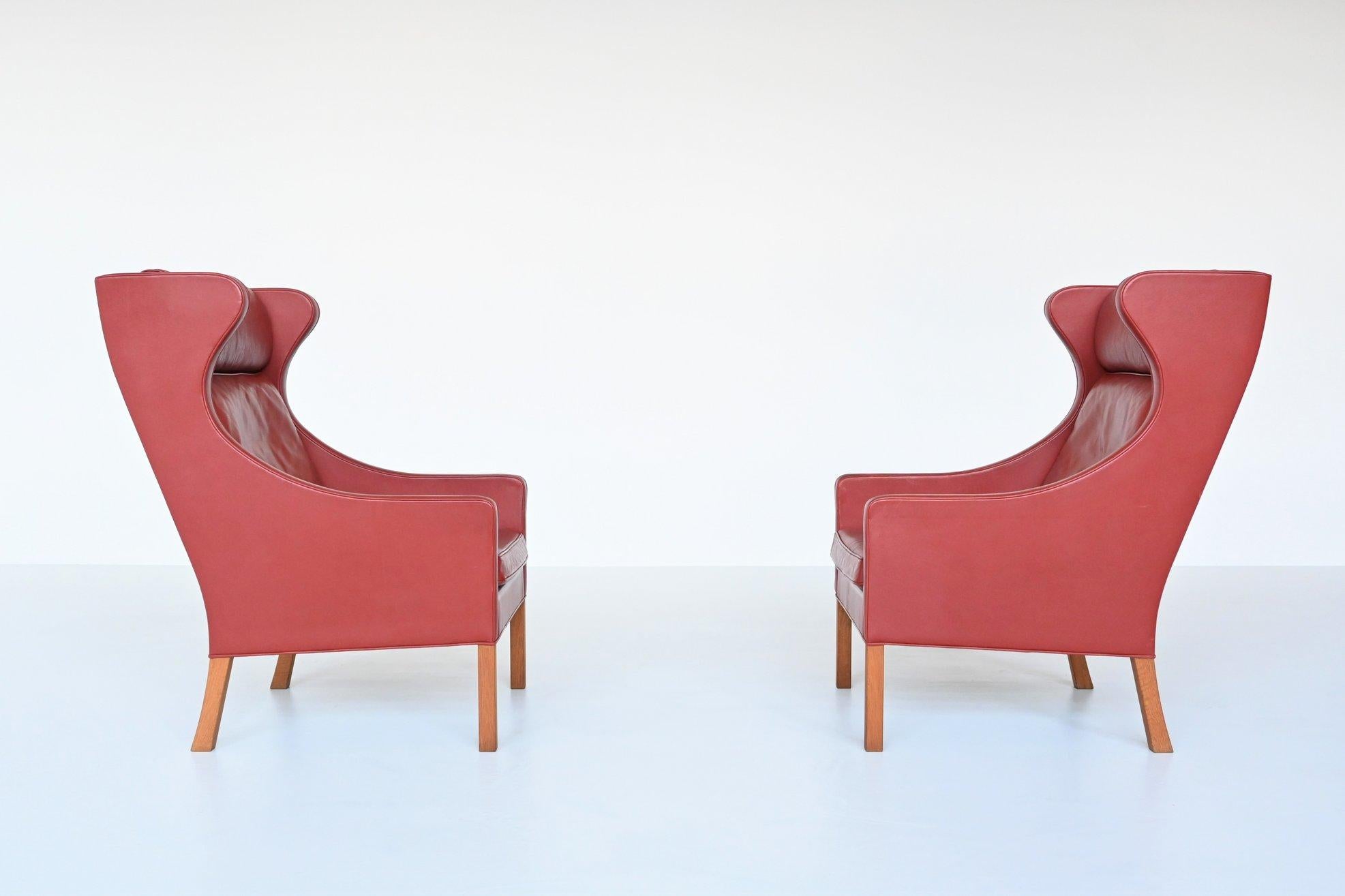 Borge Mogensen Red Lounge Chairs Fredericia Stolefabrik, Denmark, 1960 1