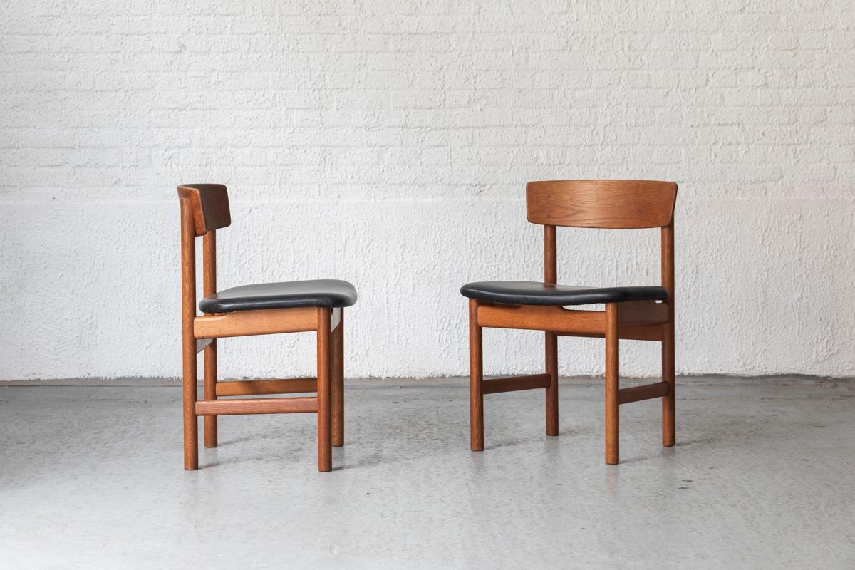 Borge Mogensen Set of 4 Dining Chairs ‘Model 3236’ for Fredericia, Denmark, 60s In Good Condition In Antwerpen, BE