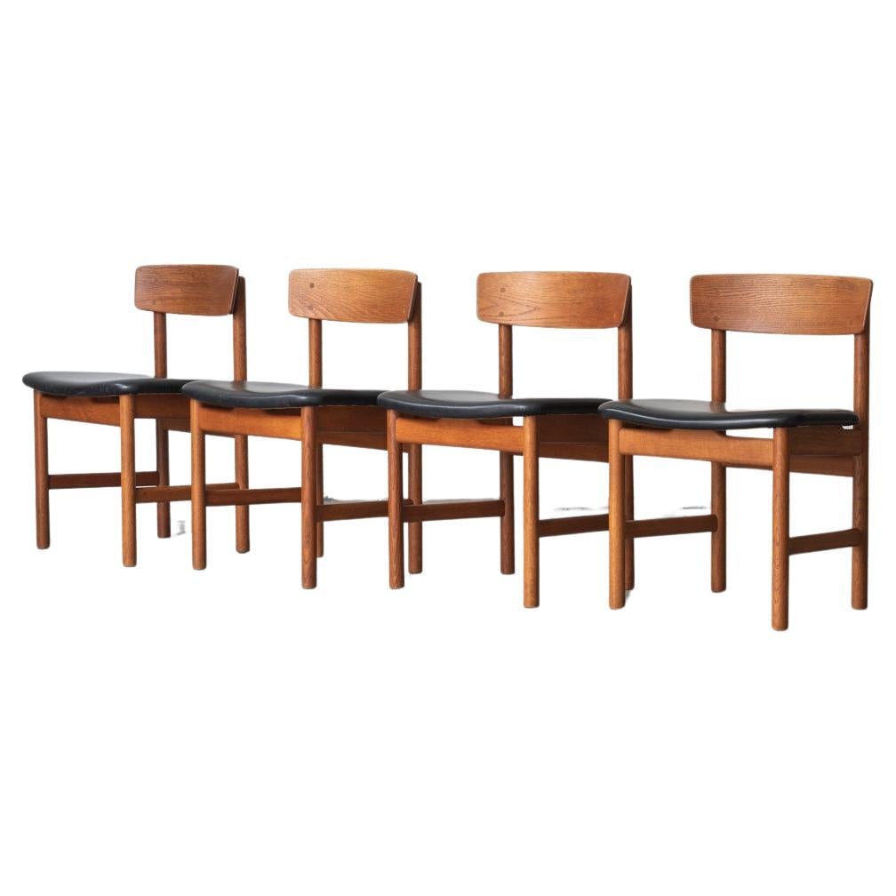 Borge Mogensen Set of 4 Dining Chairs ‘Model 3236’ for Fredericia, Denmark, 60s