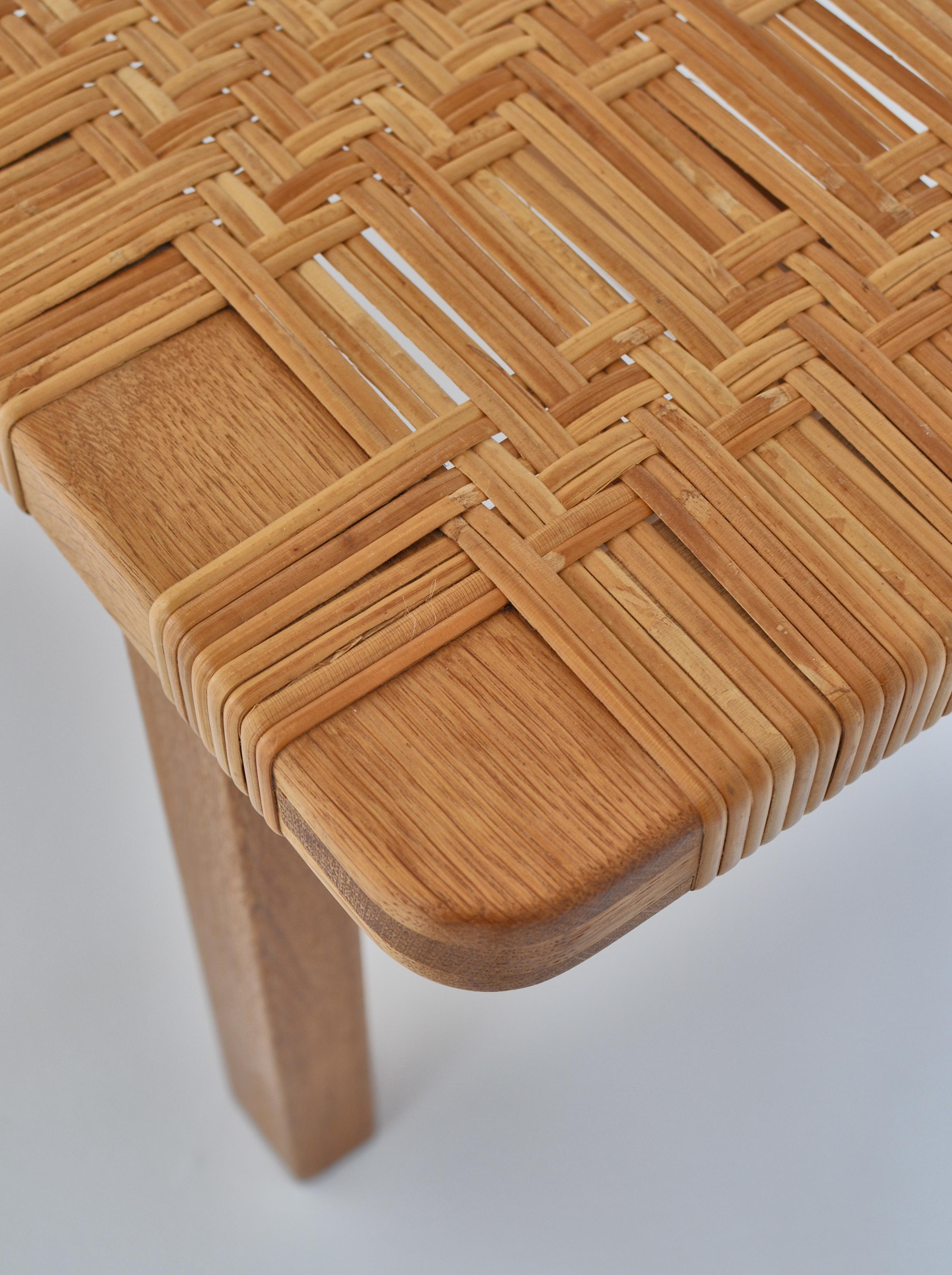 Borge Mogensen Side Tables or Benches in Oak and Rattan Cane, 1950s, Denmark 4