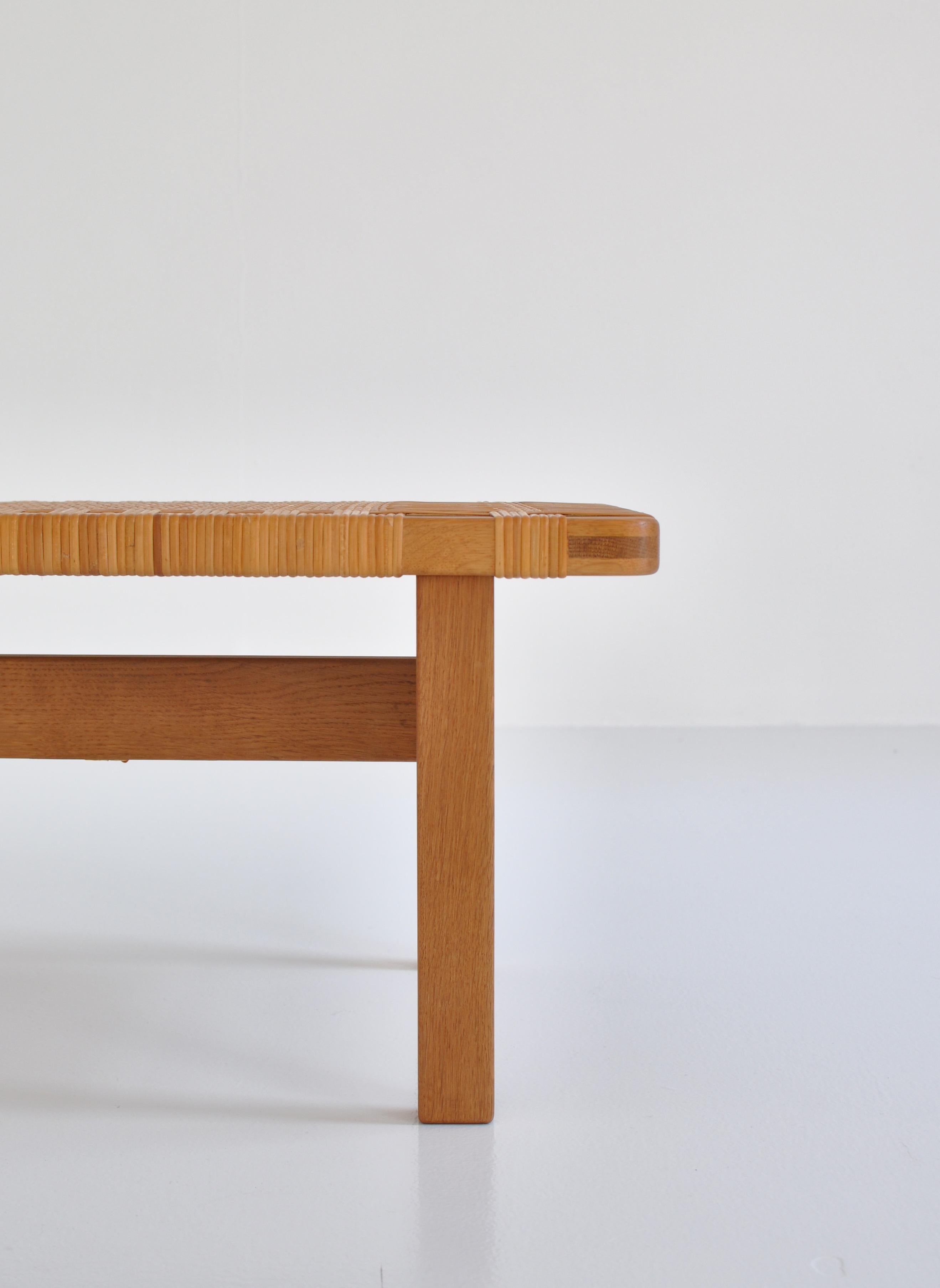 Borge Mogensen Side Tables or Benches in Oak and Rattan Cane, 1950s, Denmark 1
