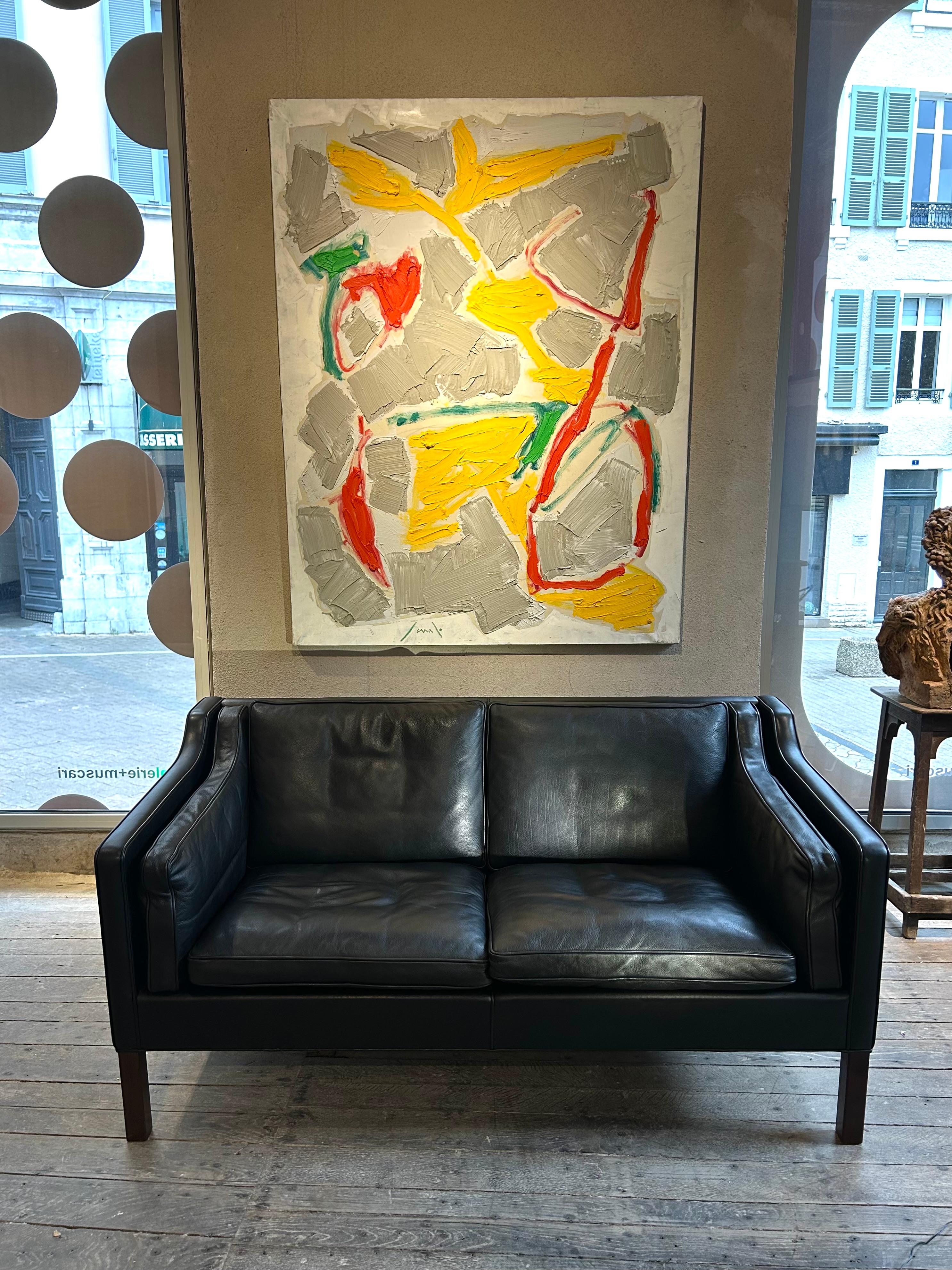 Borge Mogensen - sofá 2 plazas cuero negro modelo 2212 Danés en venta