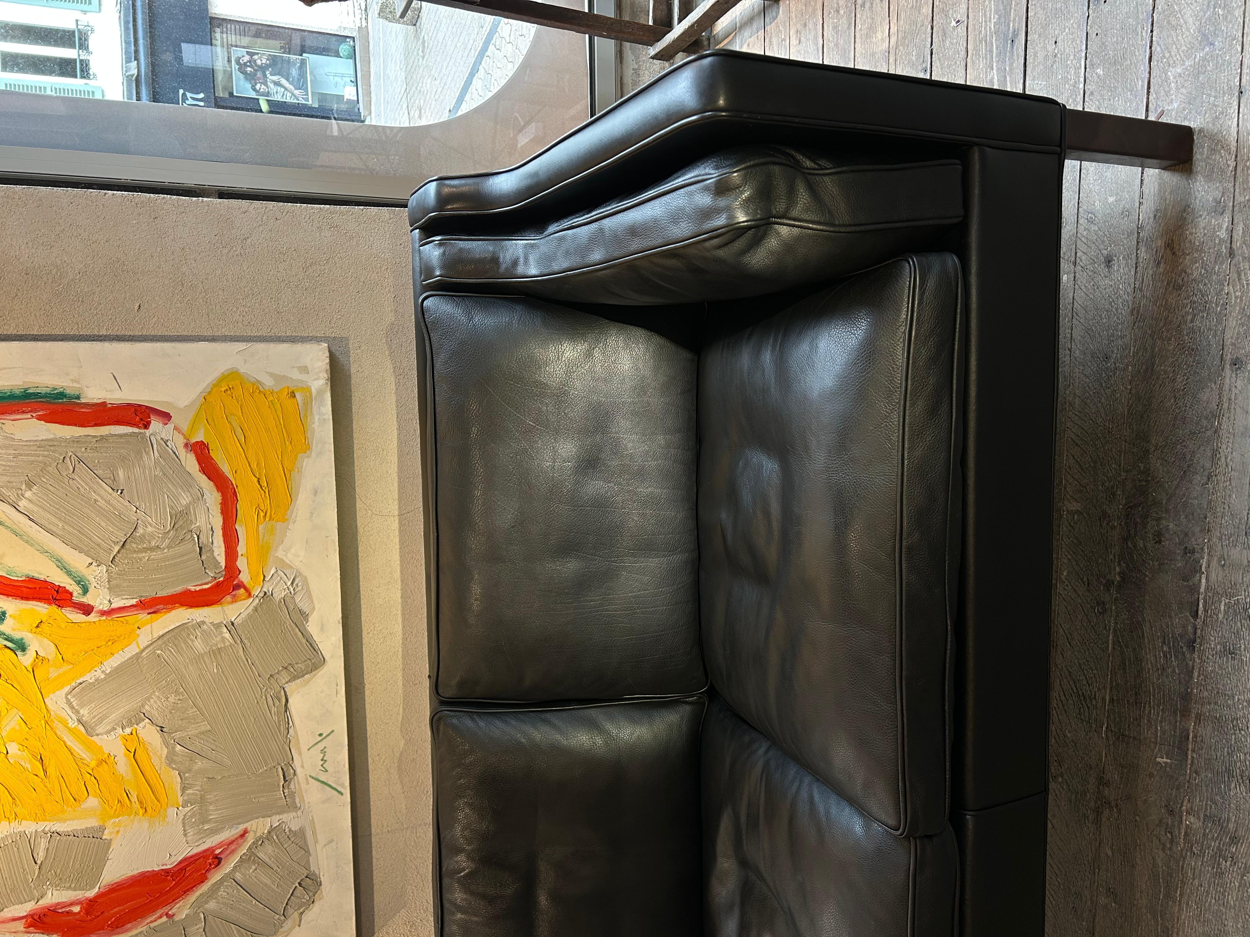 Borge Mogensen - sofá 2 plazas cuero negro modelo 2212 mediados del siglo XX en venta