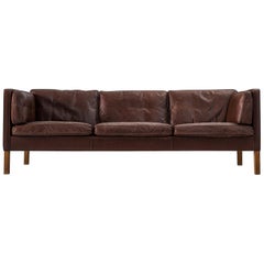Borge Mogensen Sofa 2443 in Dark Brown Leather