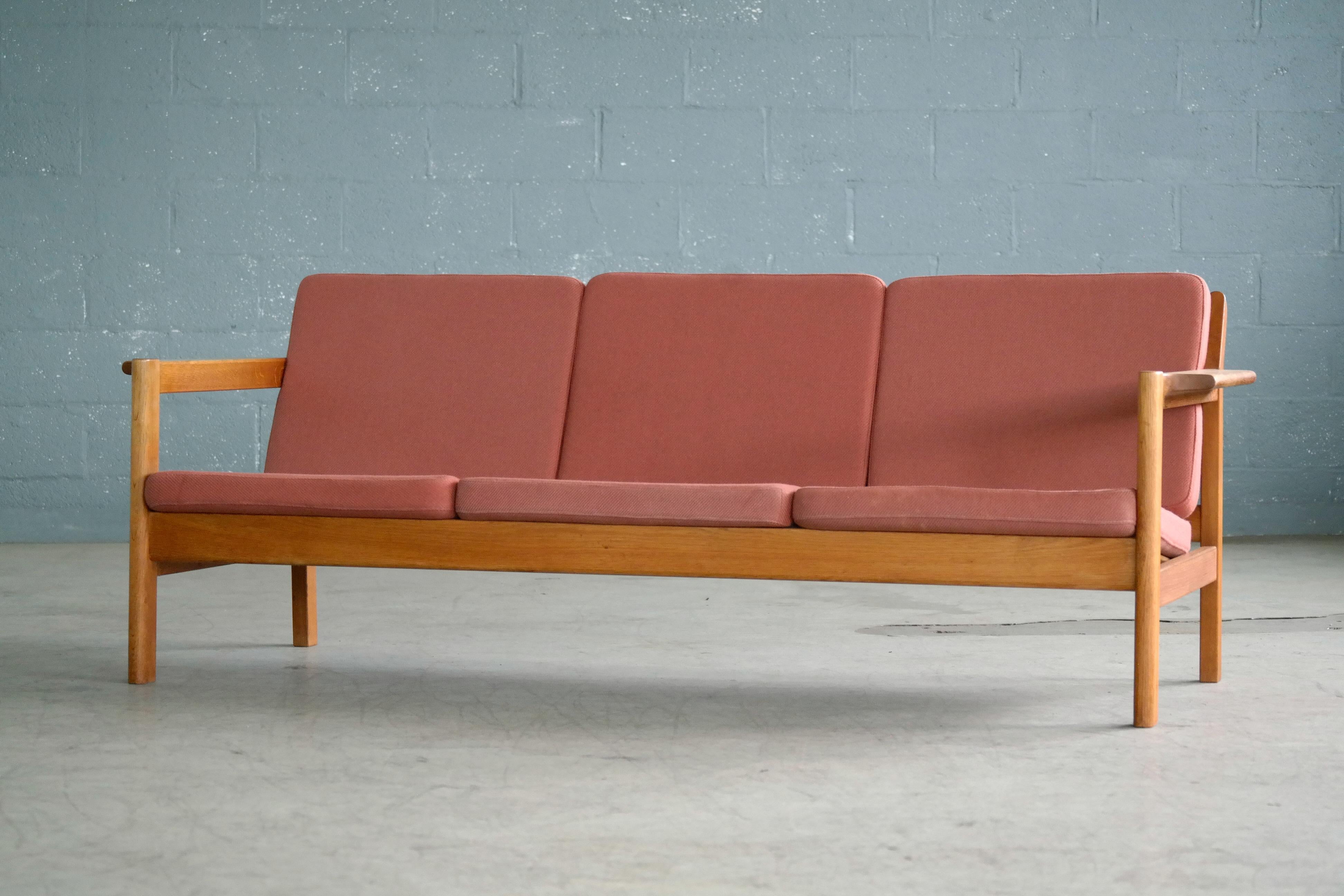 Borge Mogensen Sofa Model J103 in Oak and Wool for Fredericia Denmark 1960s  2