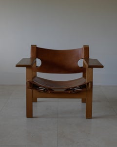 Børge Mogensen Spanish Chair, Leather & Oak, Mid-Century, 1958