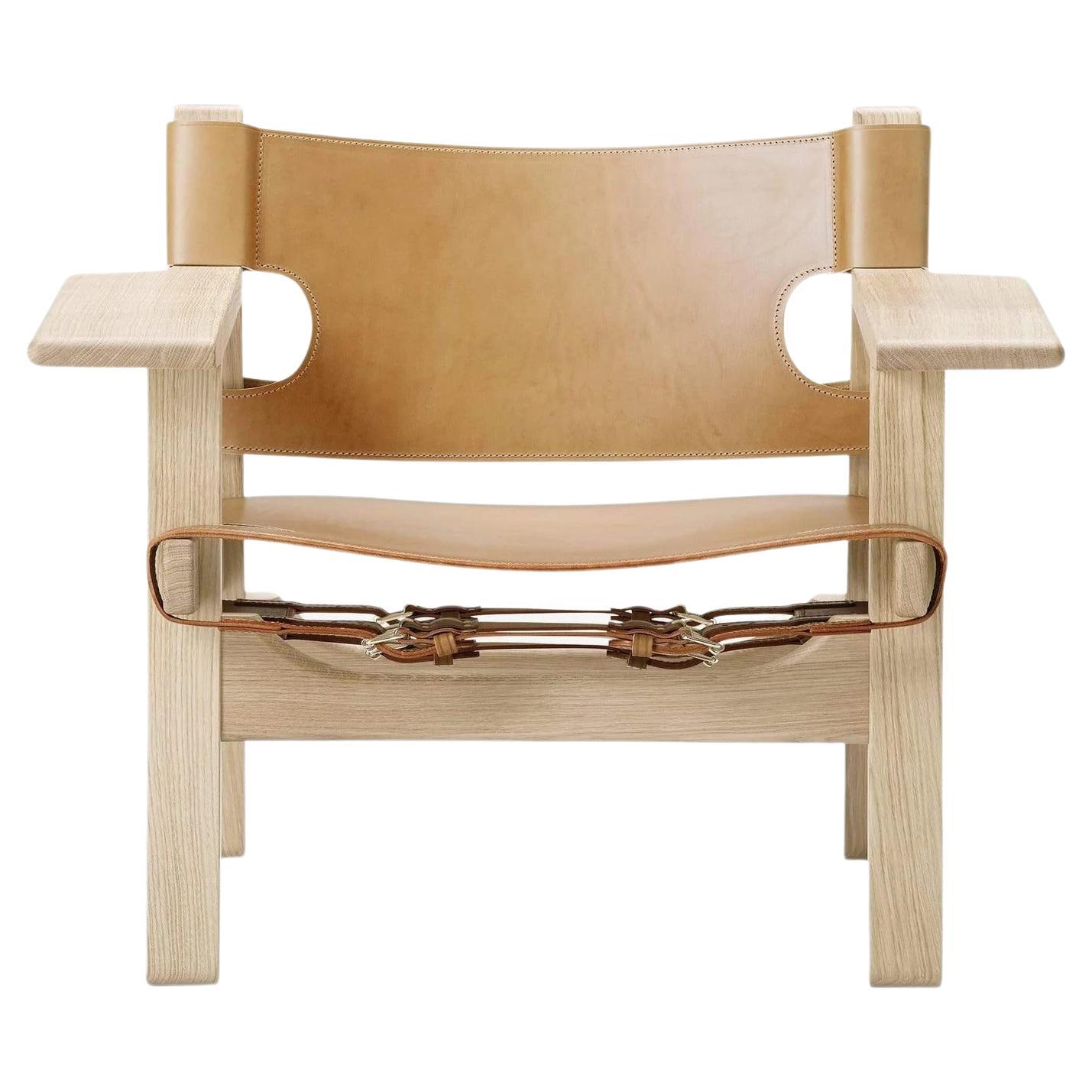 Borge Mogensen Spanish Chair in Natural Leather and Oak For Sale