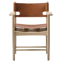 Fauteuil de salle à manger espagnol Borge Mogensen, modèle 3237, Cognac