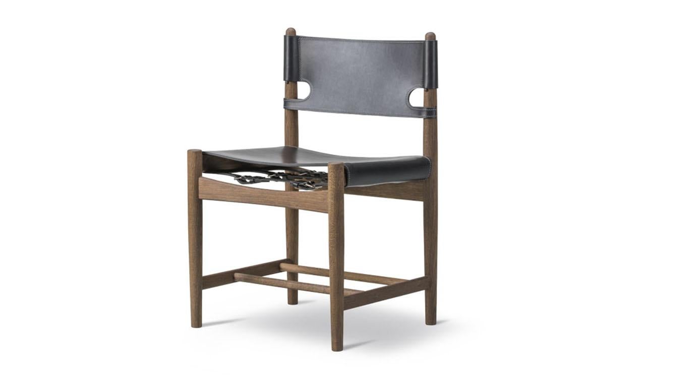 Mid-Century Modern Borge Mogensen Spanish Dining Chair, Model 3237, Black