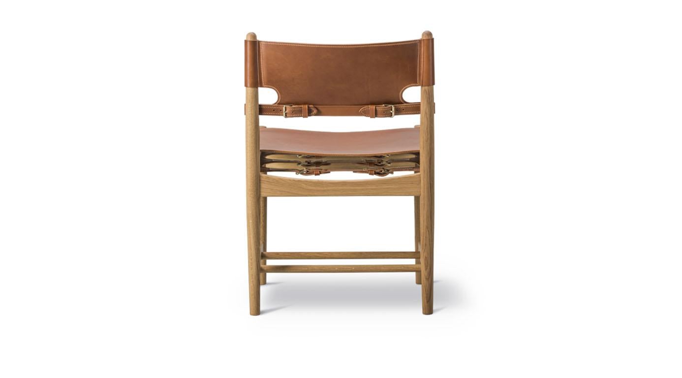 Mid-Century Modern Chaise de salle à manger espagnole Borge Mogensen, modèle 3237, Cognac en vente