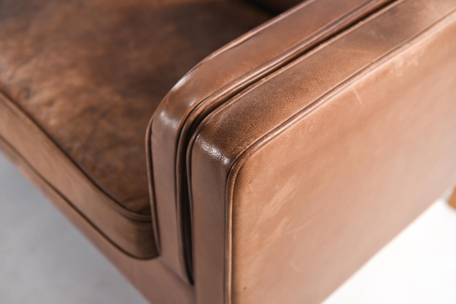20th Century Borge Mogensen Style Danish Midcentury Leather Sofa