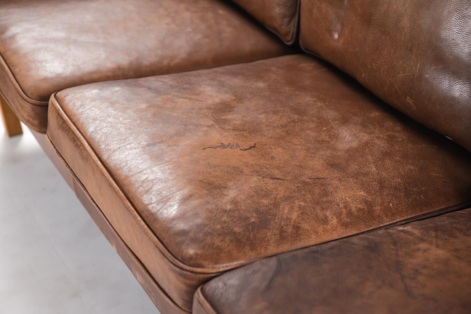 Borge Mogensen Style Danish Midcentury Leather Sofa 2