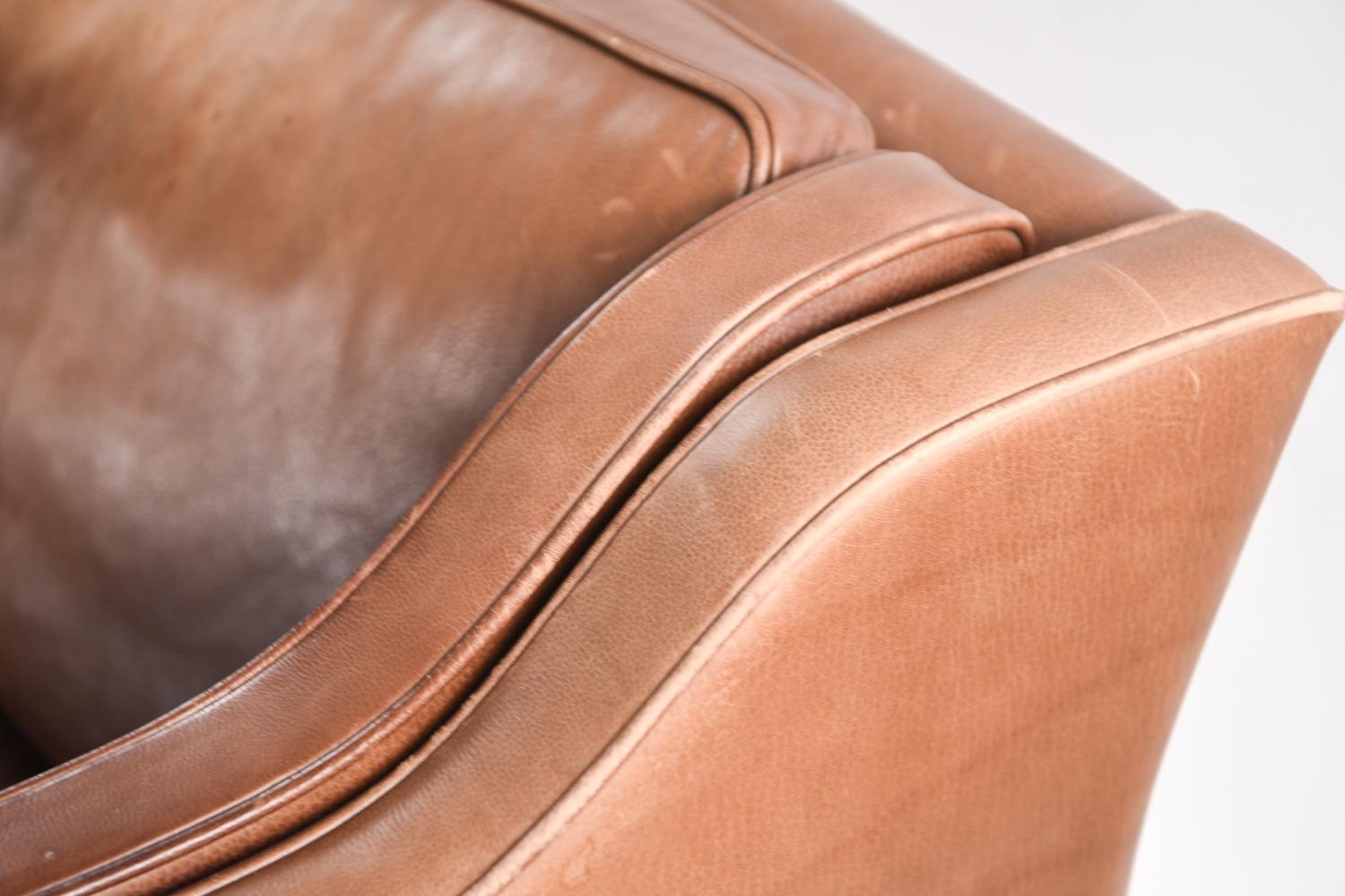Borge Mogensen Style Danish Midcentury Leather Sofa 4