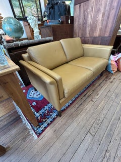 Borge Mogensen Style Danish Mid Century Modern Leather Loveseat
