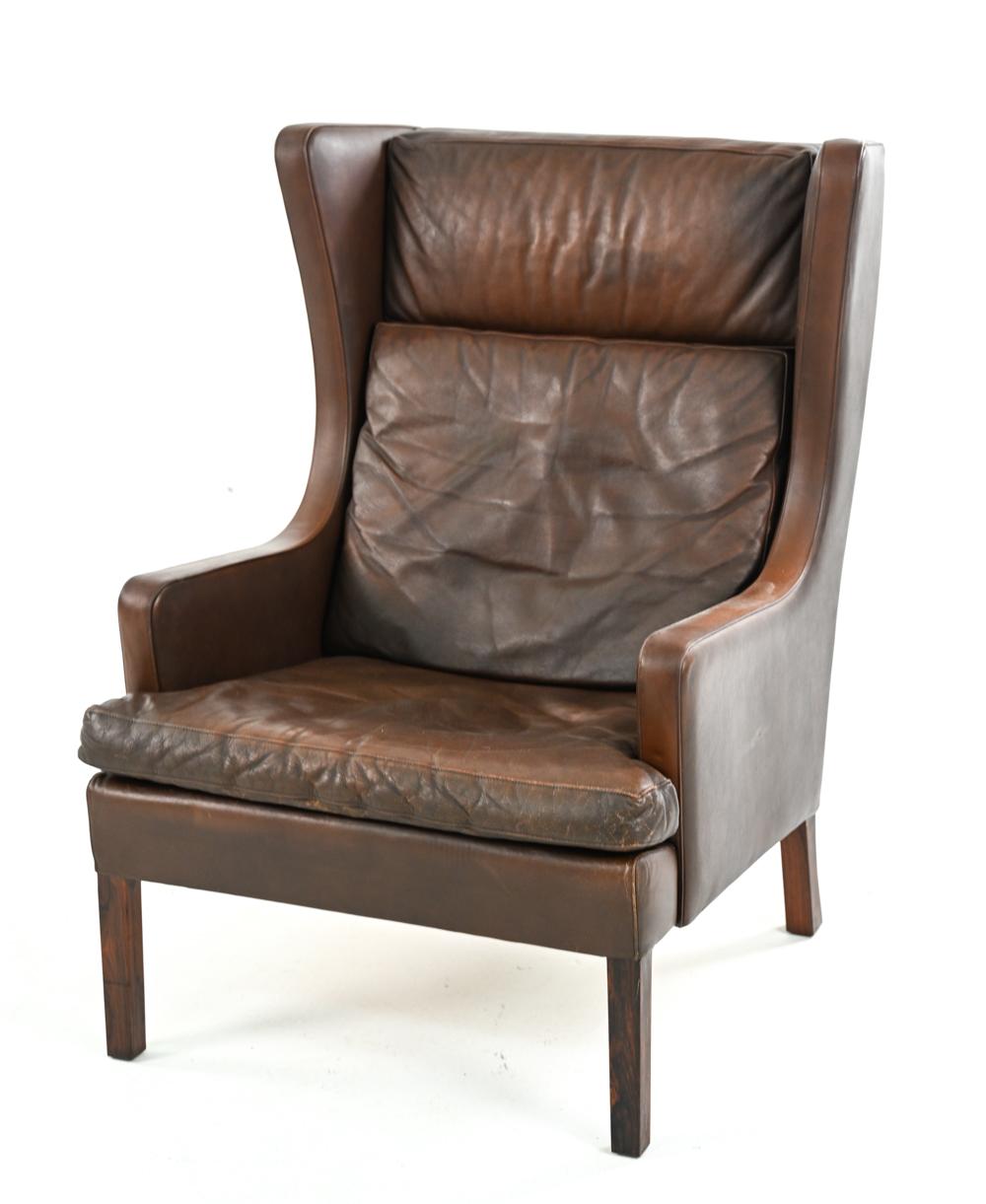 Mid-Century Modern Borge Mogensen Style Danish Mid-Century Wingback Chair