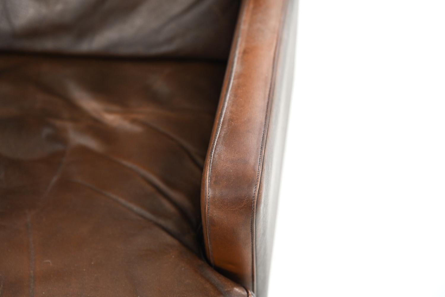 Leather Borge Mogensen Style Danish Mid-Century Wingback Chair