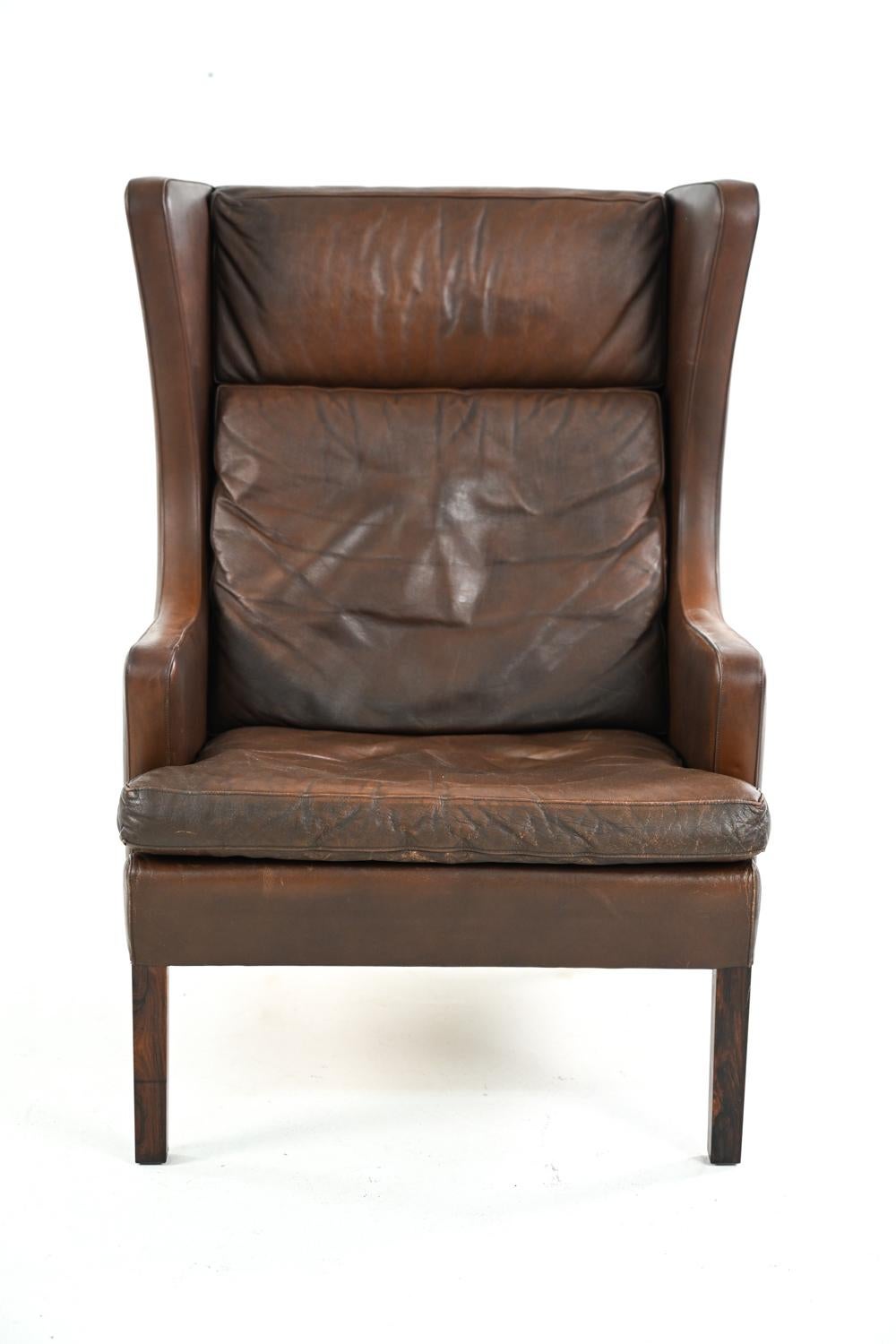Borge Mogensen Style Danish Mid-Century Wingback Chair 2