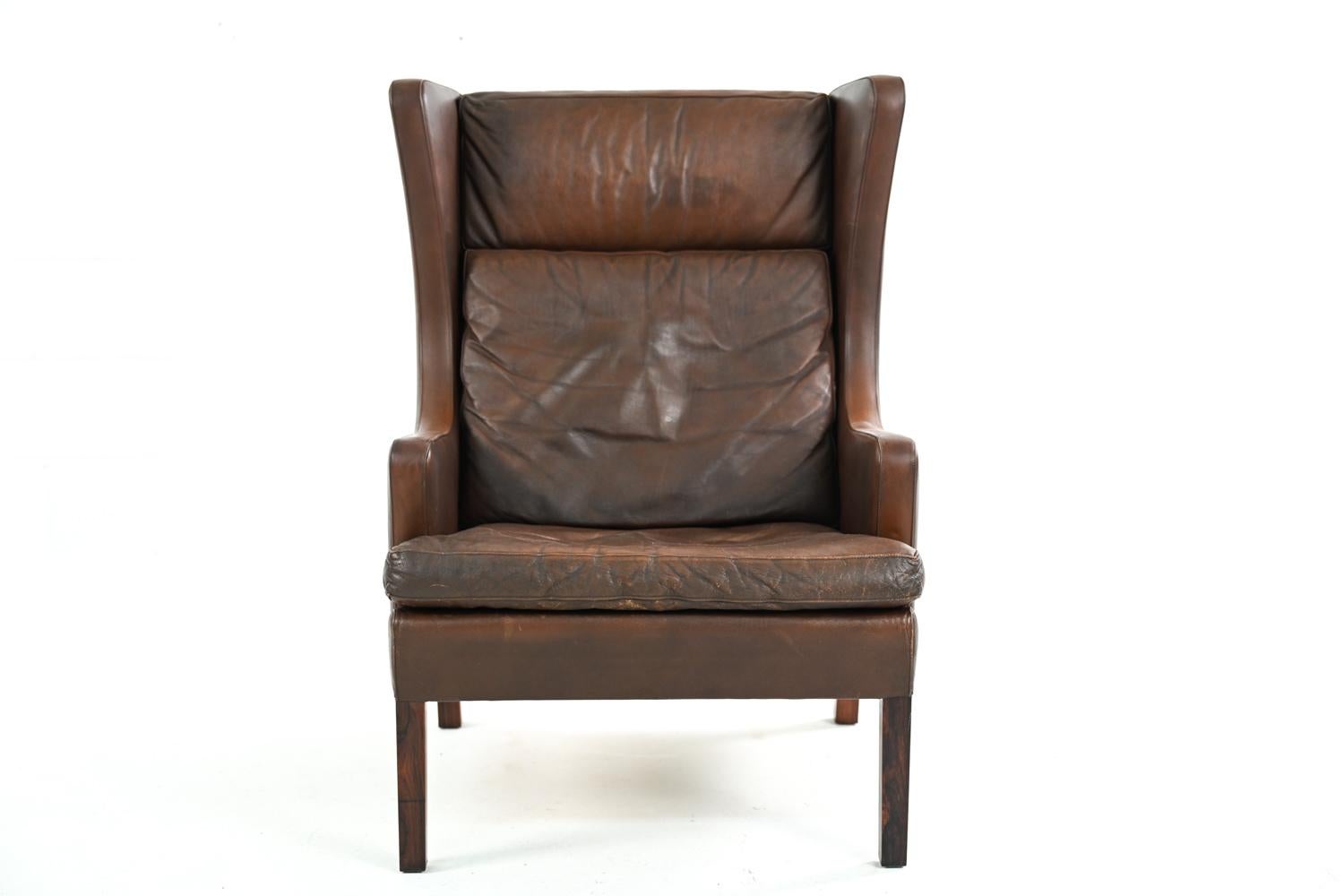 Borge Mogensen Style Danish Mid-Century Wingback Chair 3