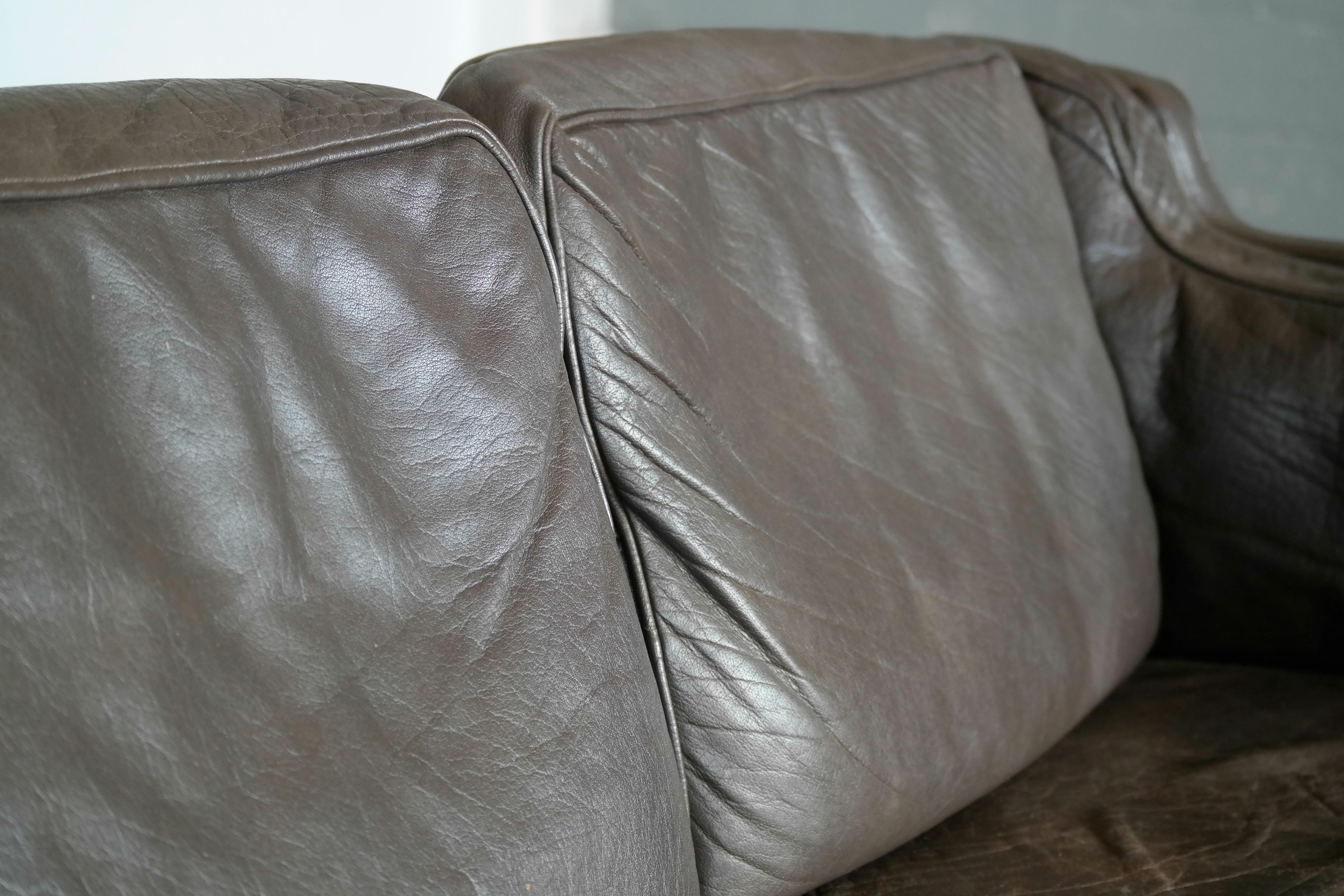 Børge Mogensen Style Danish Two-Seat Sofa Brown Buffalo Leather by Georg Thams 3