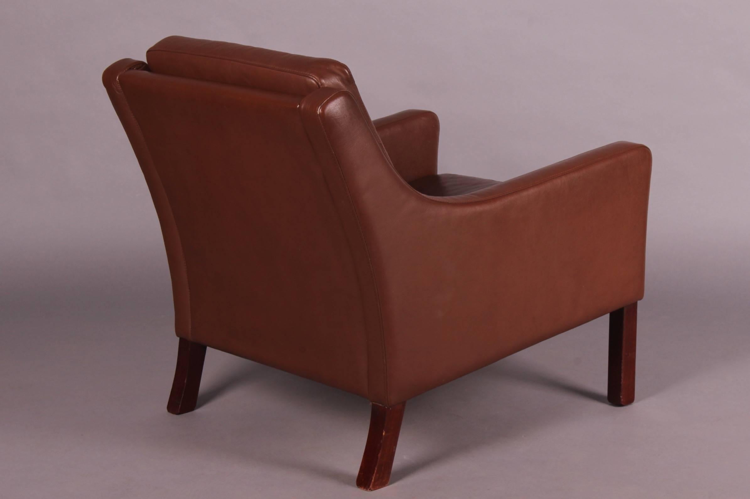 Borge Mogensen style leather armchair.