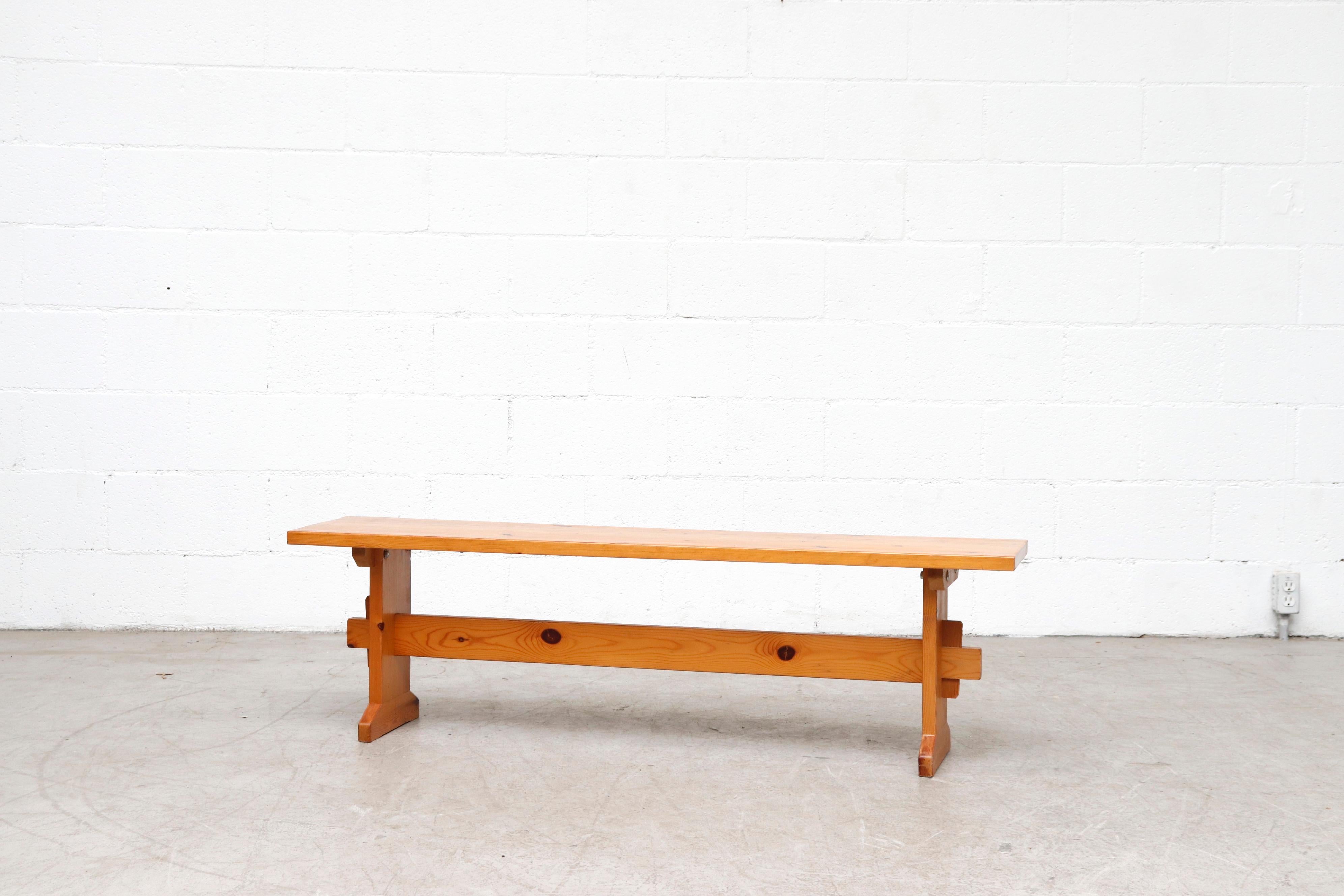 Borge Mogensen Style Natural Dutch Wood Bench In Good Condition In Los Angeles, CA