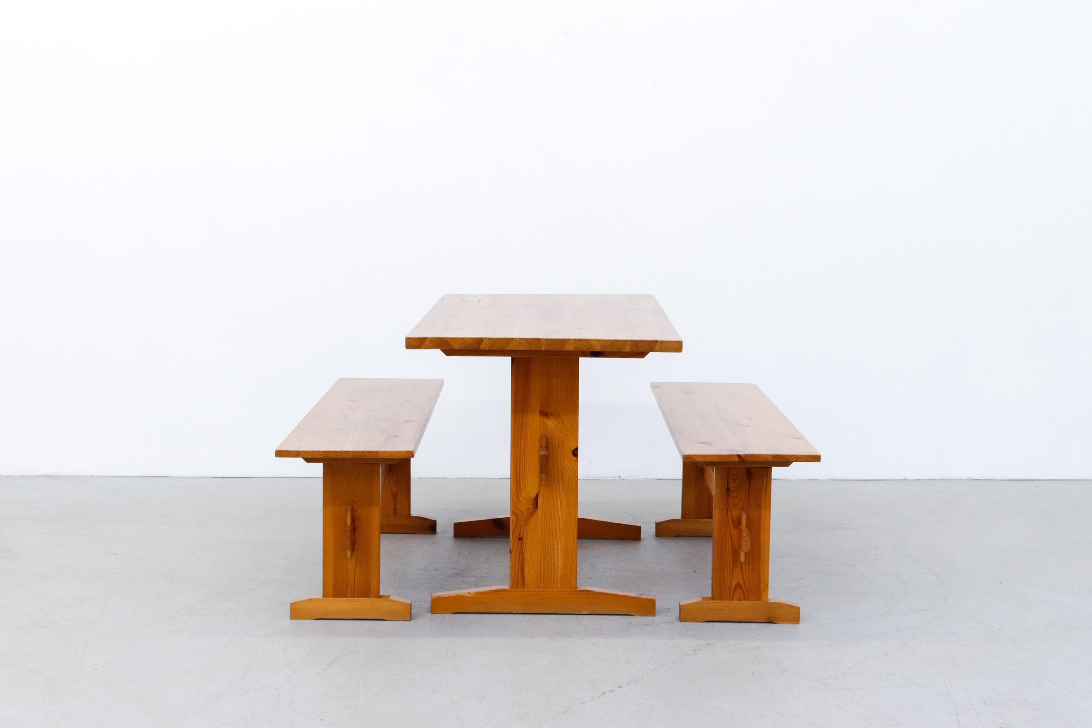 pine table and bench set
