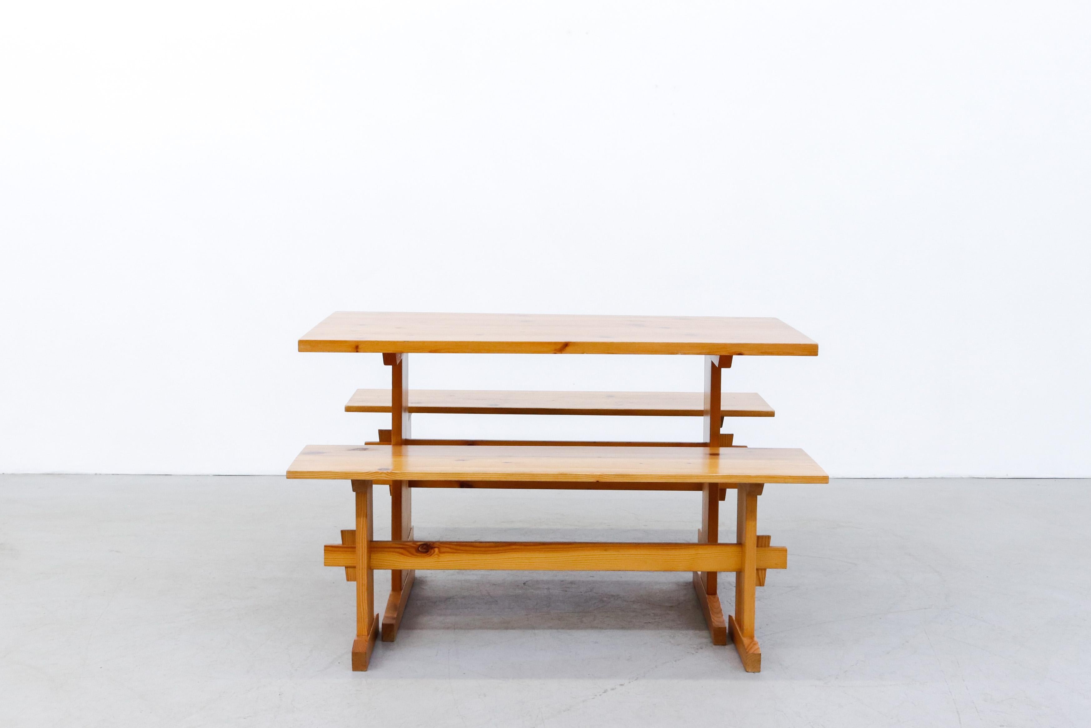 pine dining table and bench set