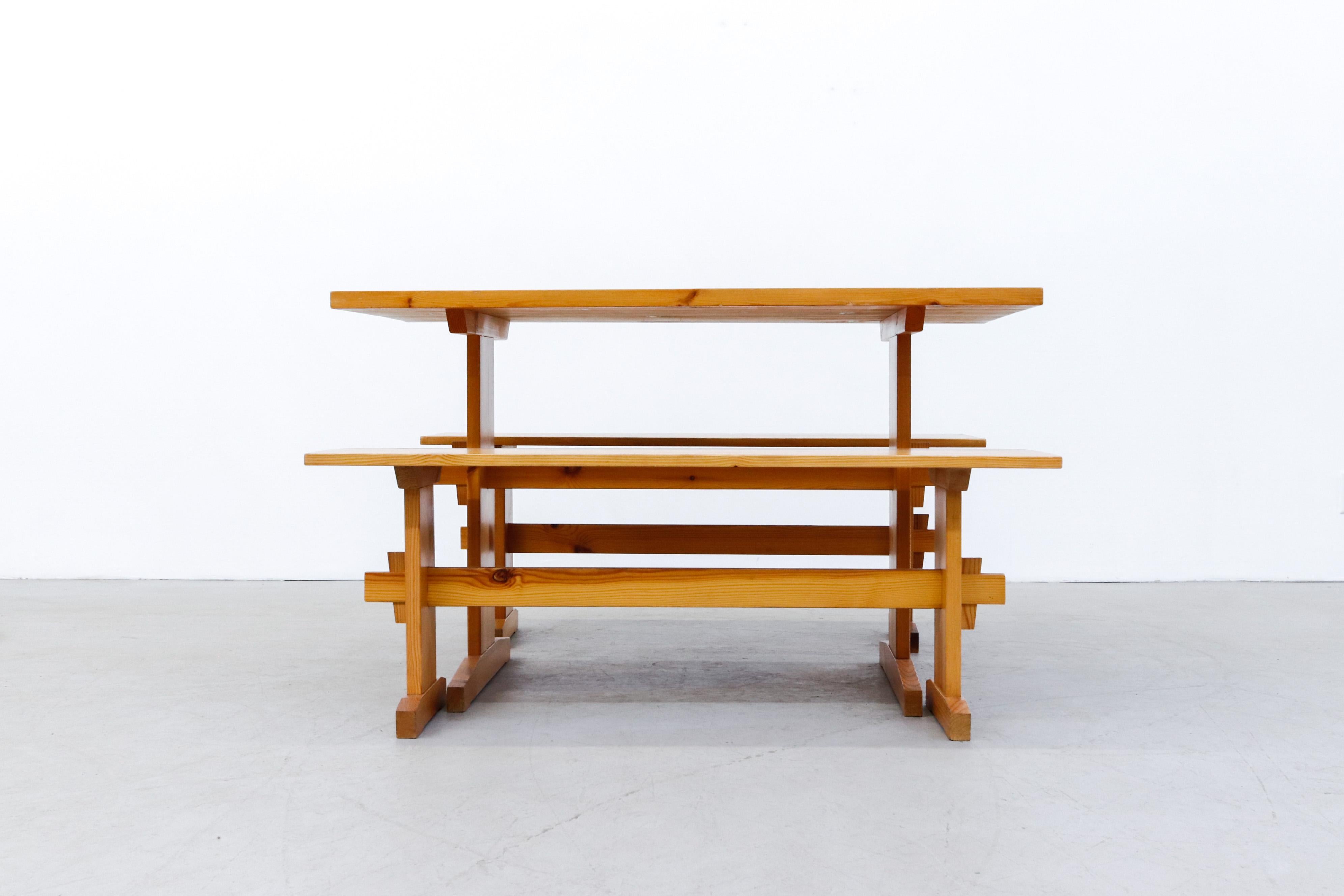 Mid-Century Modern Borge Mogensen Style Pine Table and Bench Set