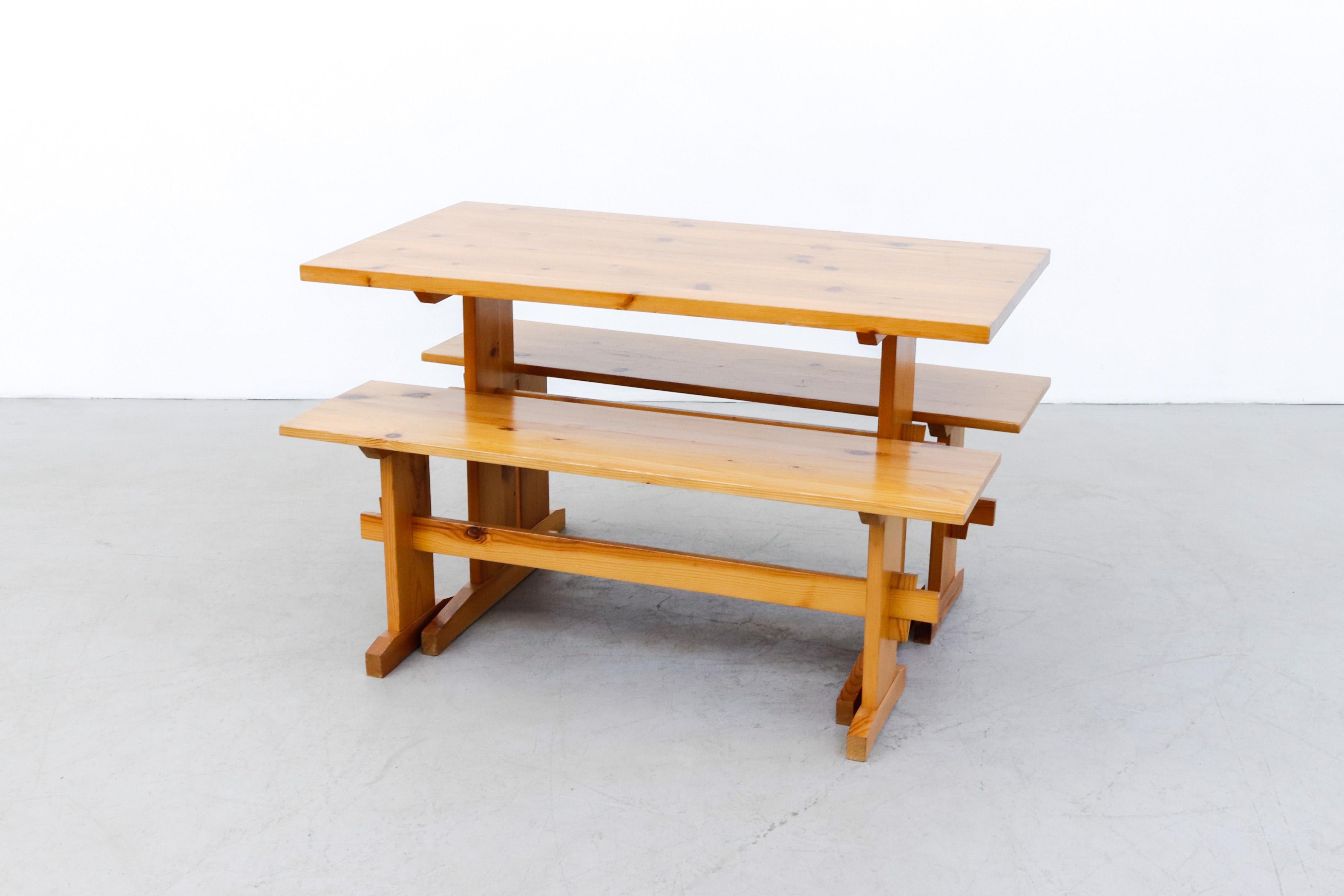 Dutch Borge Mogensen Style Pine Table and Bench Set
