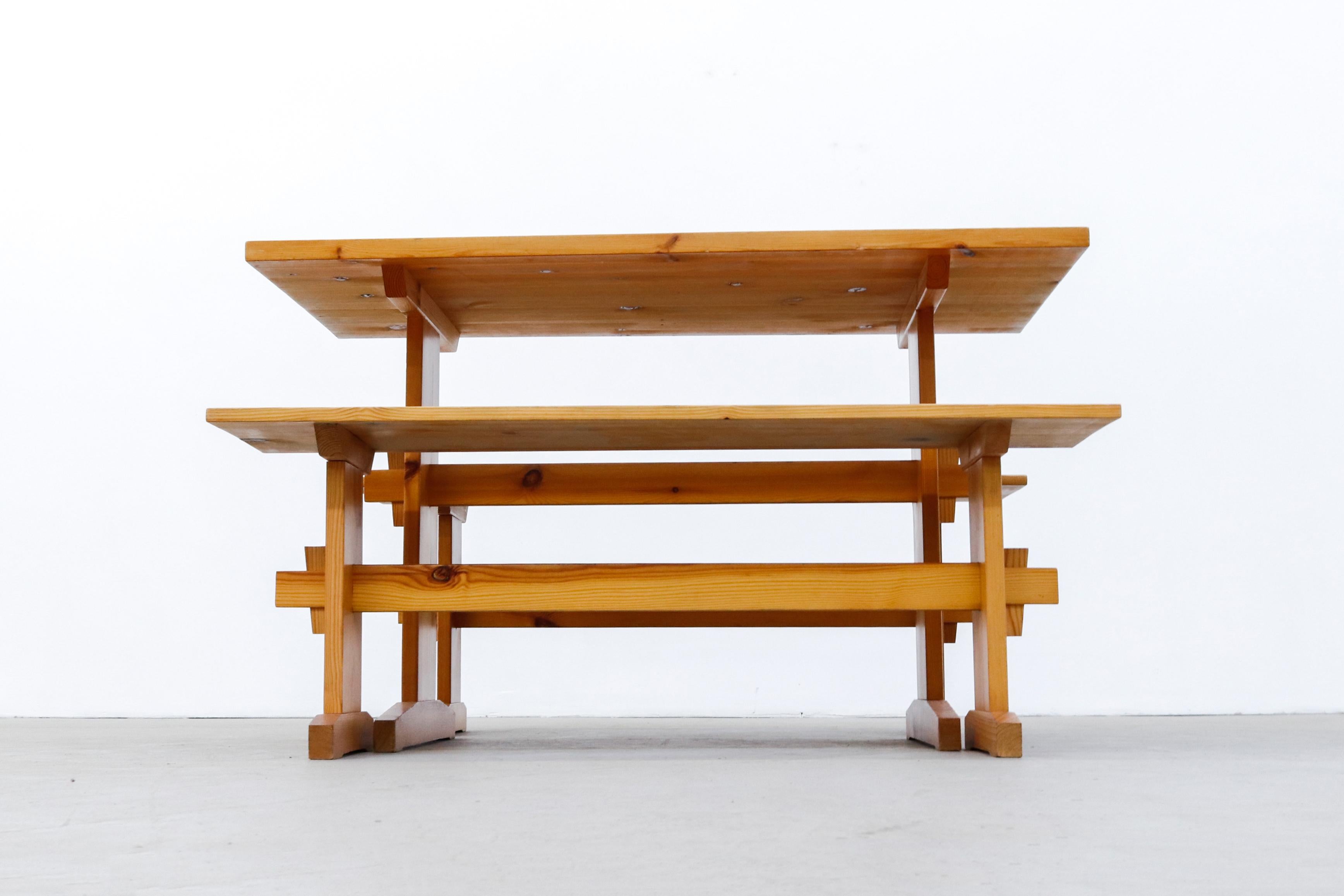 Borge Mogensen Style Pine Table and Bench Set In Good Condition In Los Angeles, CA