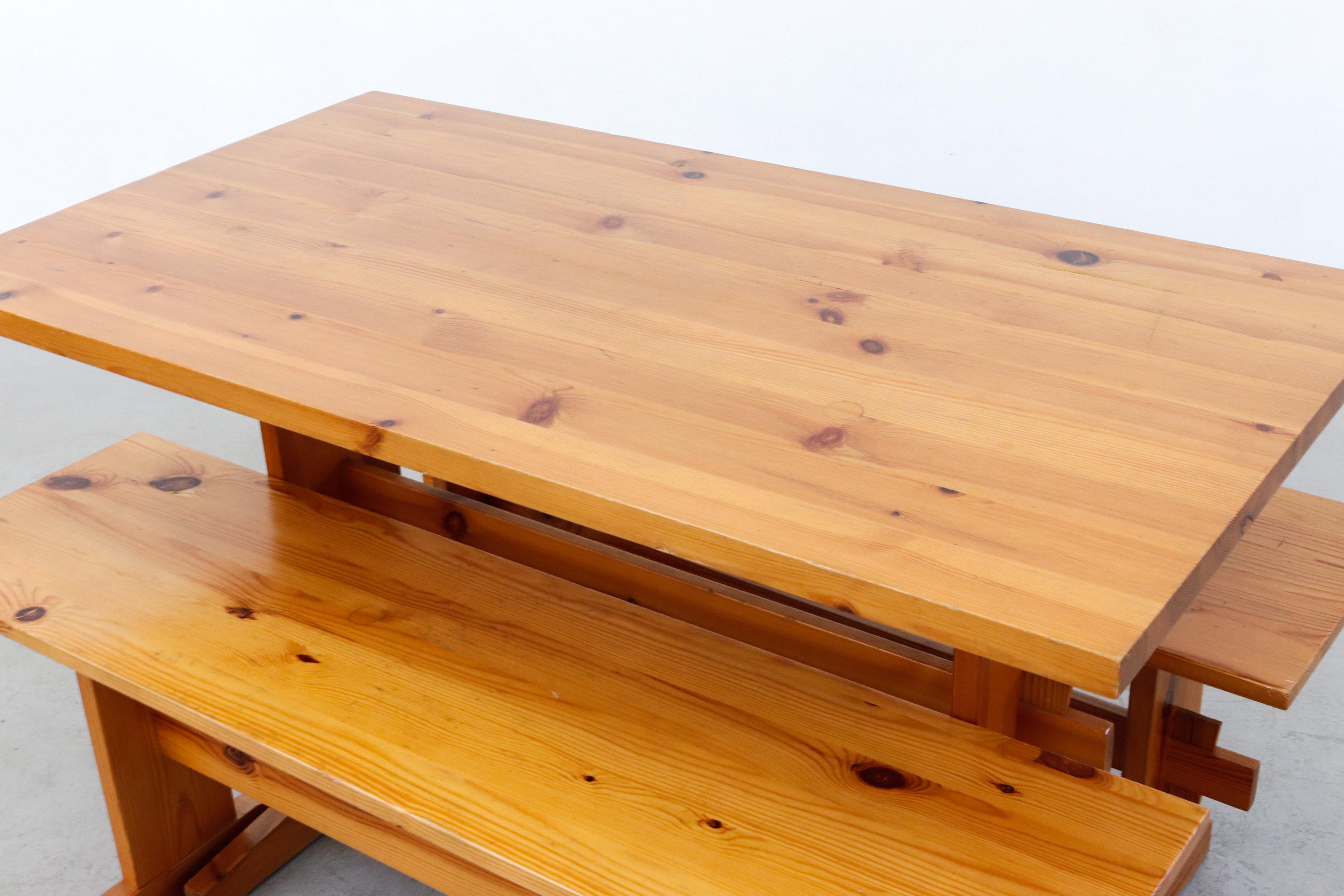 Late 20th Century Borge Mogensen Style Pine Table and Bench Set