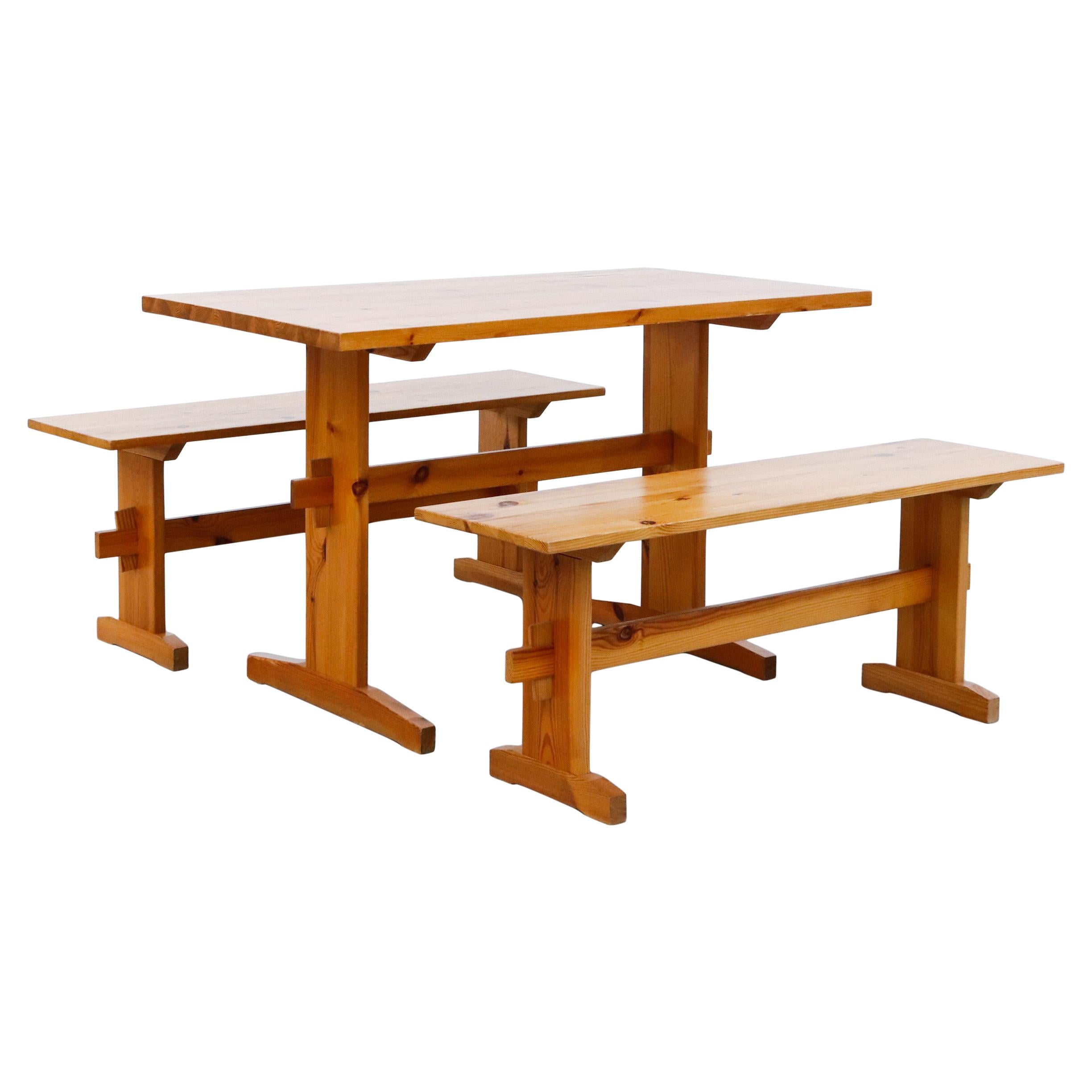 Borge Mogensen Style Pine Table and Bench Set