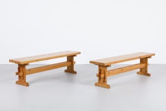 Borge Mogensen Style Pine Trestle Benches with Wedge Joinery