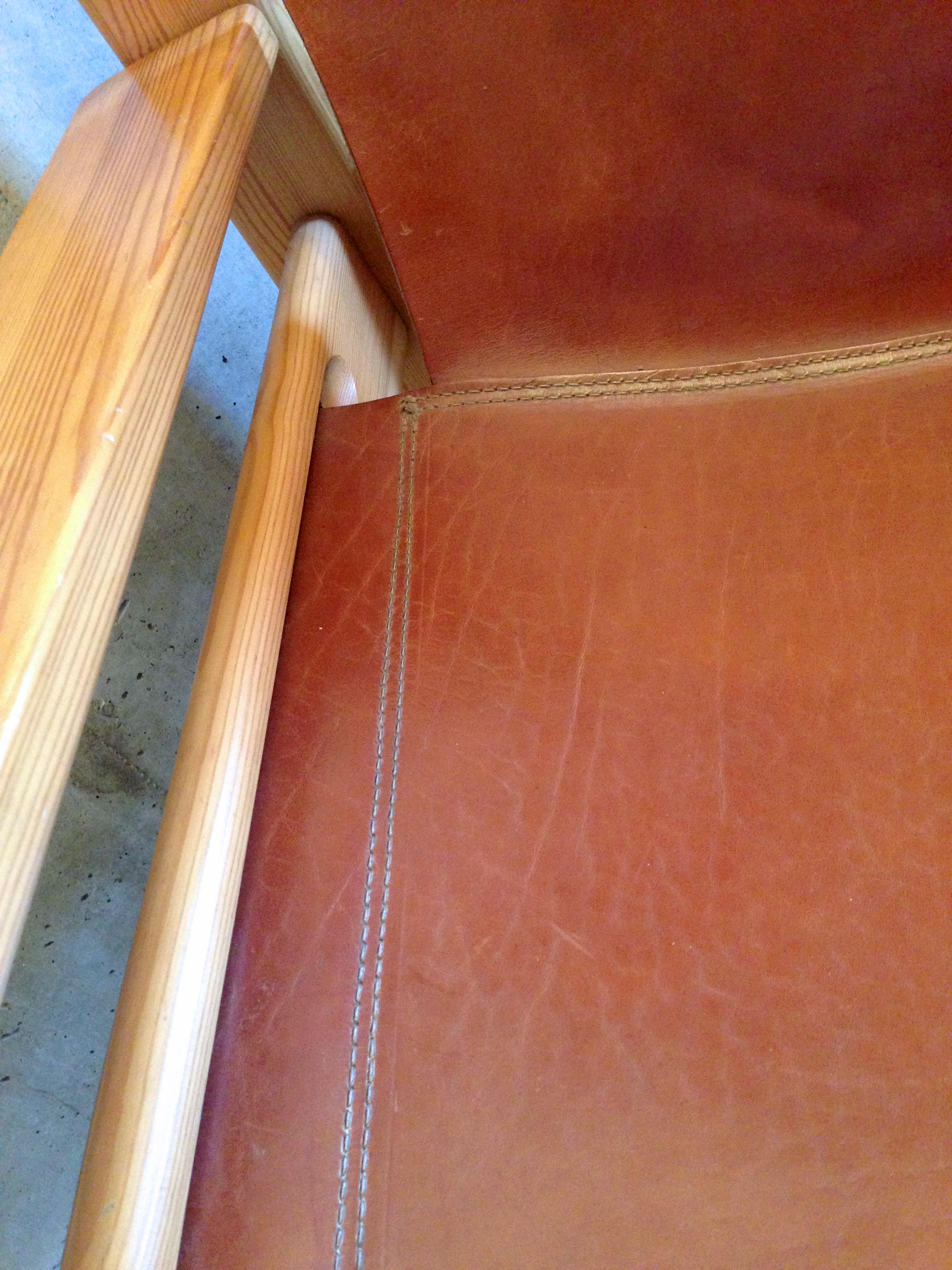 Borge Mogensen Style Tan Saddle Leather Spanish Pine Armchair Karin Mobring 1960 For Sale 4