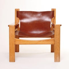 Borge Mogensen Style Tan Saddle Leather Spanish Pine Armchair Karin Mobring 1960