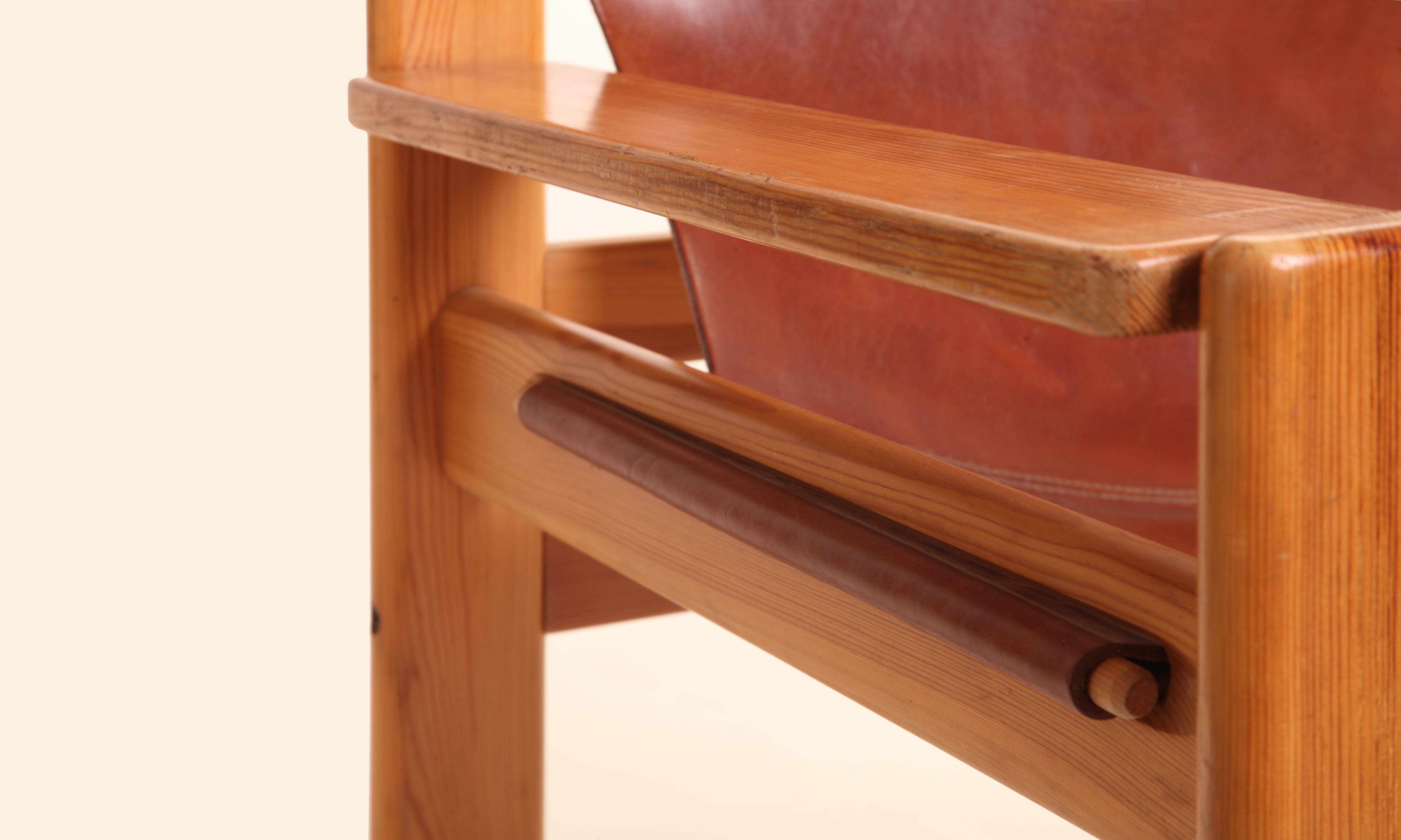 Borge Mogensen Style Tan Saddle Leather Spanish Pine Armchair Karin Mobring 1960 In Good Condition For Sale In London, GB