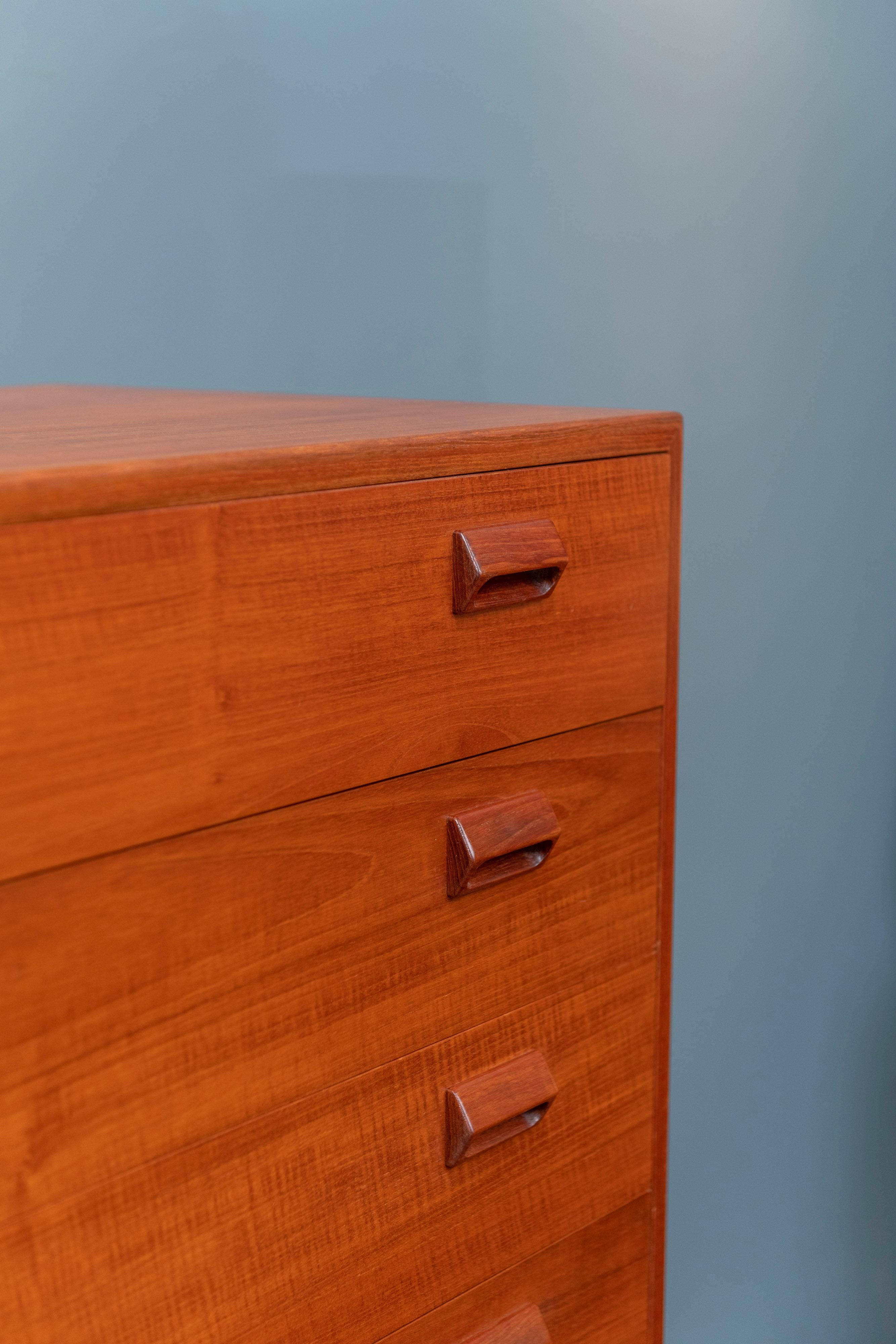 Borge Mogensen design tall chest of drawers in teak, newly refinished and ready to install.