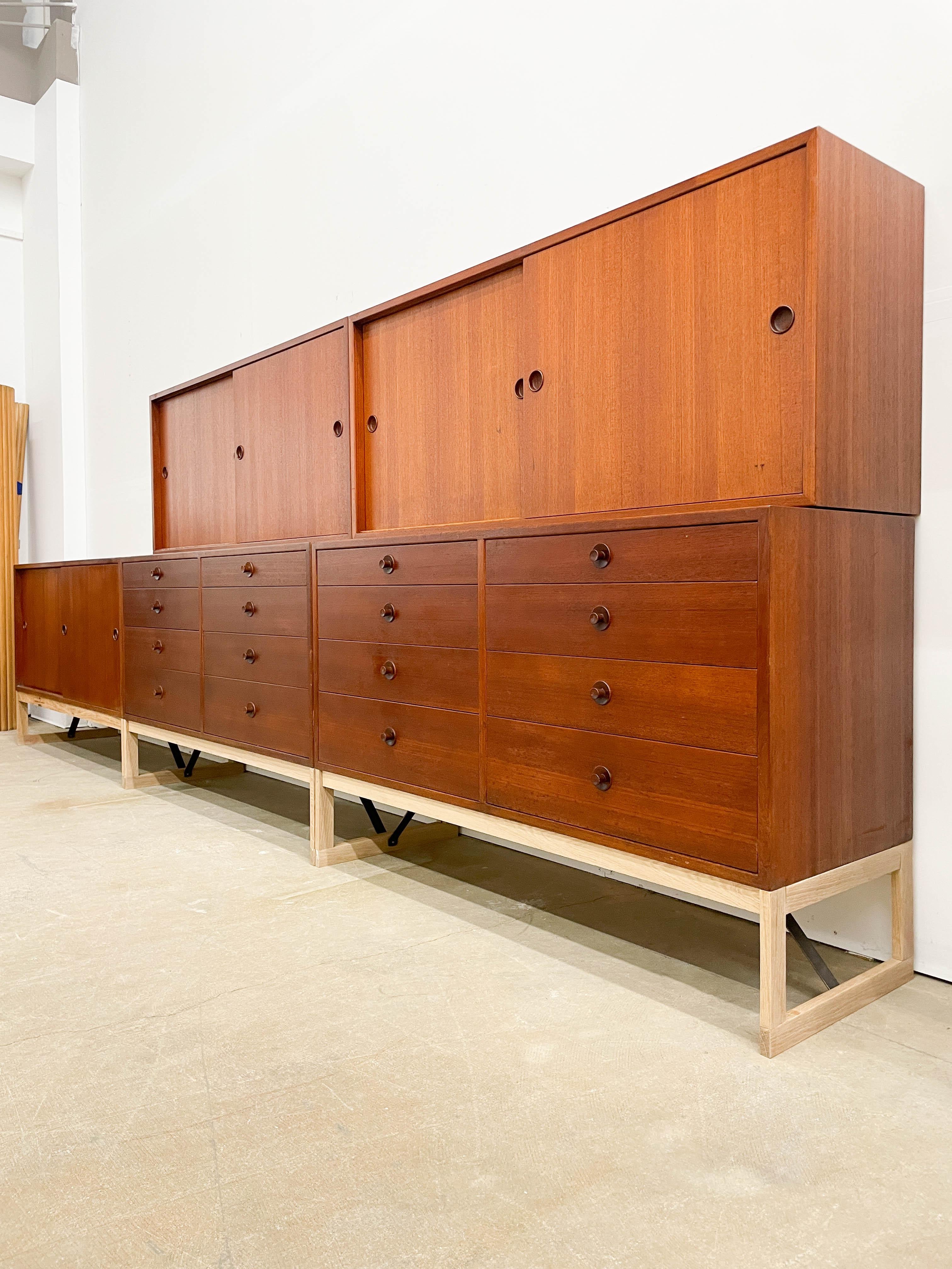 Mid-Century Modern Borge Mogensen Teak and Oak cabinet set For Sale