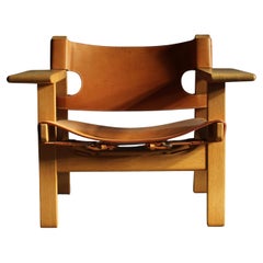 Borge Mogensen "The Spanish Chair" in Cognac Leather for Fredericia, 2010s
